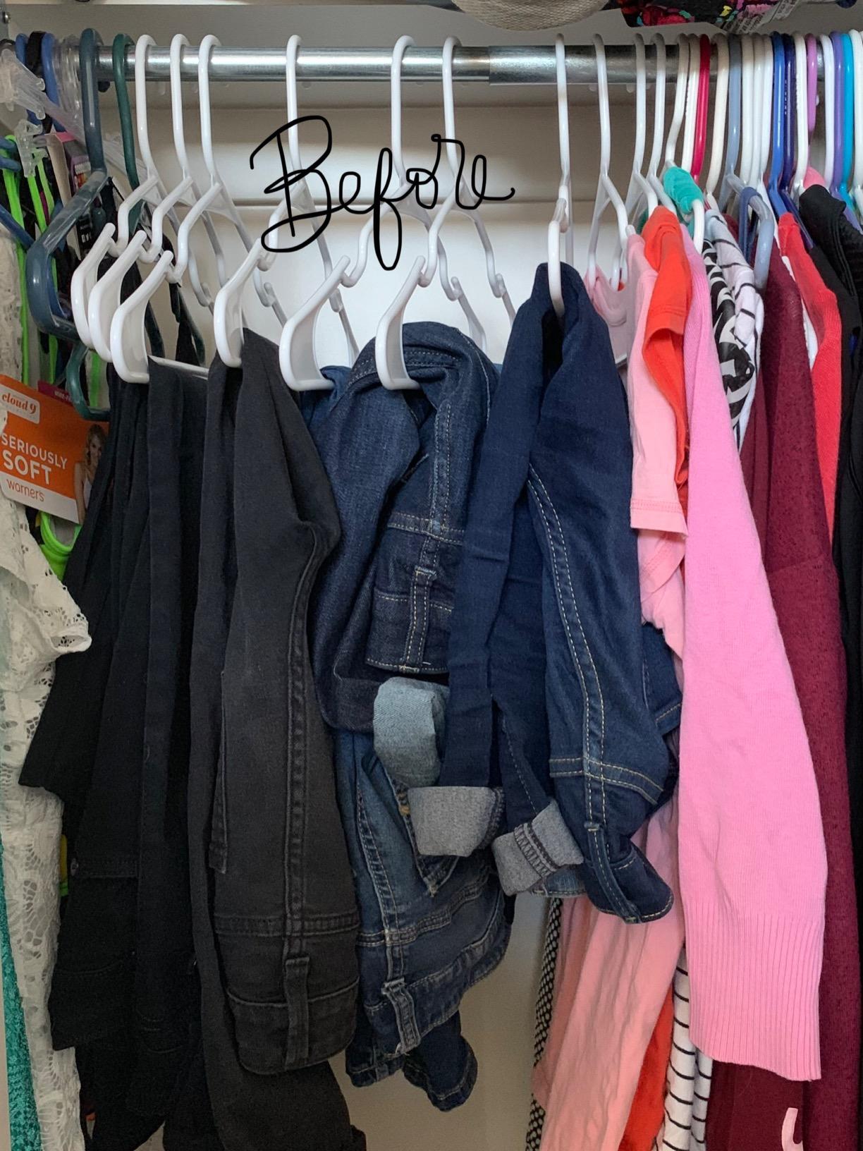HOUSE DAY Heavy Duty Clear Pants Hangers 25 Pack, 14'' Skirt Hangers | No-Mark Clip Hangers with Stronger Grip, Adjustable Clips for Jeans, Pants, Skirts and Shorts, Bulk Closet Hangers customer photo 2