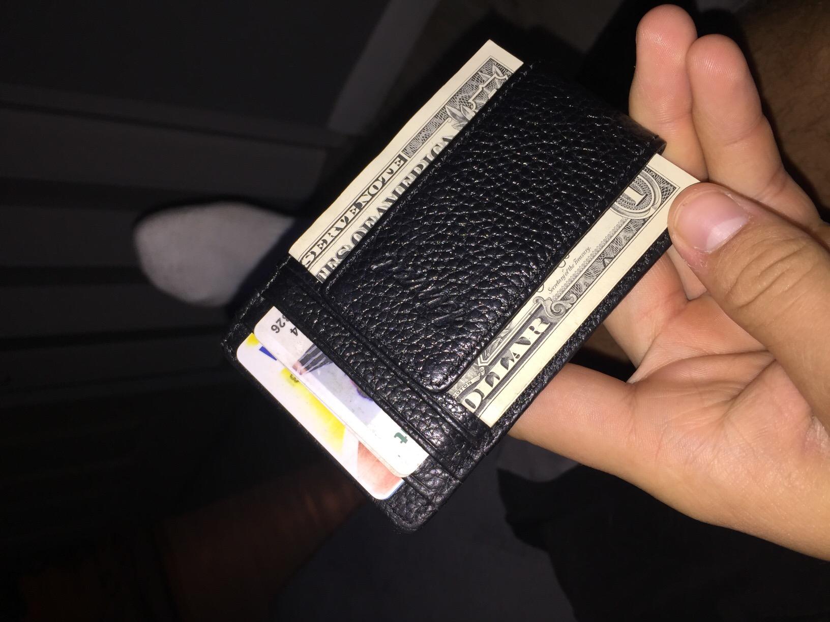kinzd Slim Money Clip Wallet for Men Genuine Leather Front Pocket RFID Blocking Wallet, Minimalist Card Holder with 4 Strong Magnets Hold 30 Bills customer photo 2