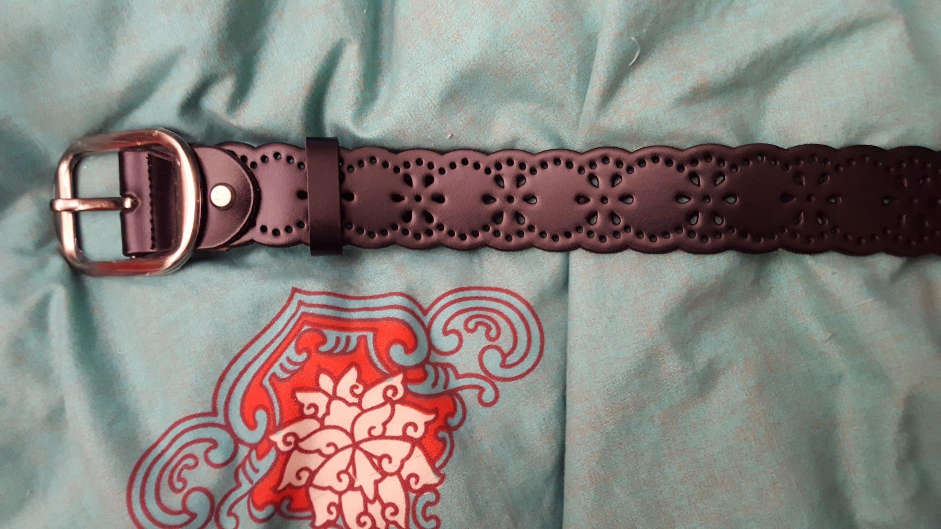 JASGOOD Women's Hollow Flower Genuine Leather Belt for Jeans Pants Wide Belt for Ladies customer photo 1