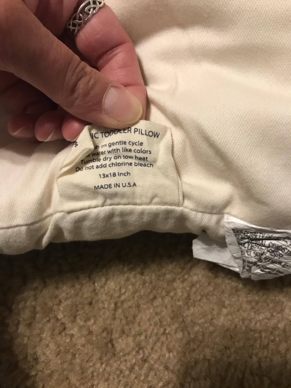 Toddler Pillow with Pillowcase - 13x18 Soft Organic Cotton Toddler Pillow for Sleeping - Washable Nap Pillow - Travel Pillow for Kids - Toddler Sleeping Pillow Toddler Bedding (White) customer photo 2