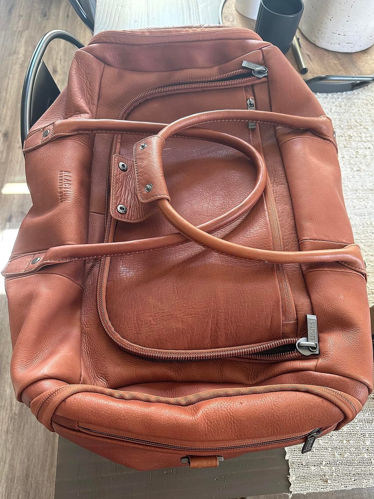 Kenneth Cole REACTION Duff Guy Colombian Leather 20 Single Compartment Top Load Travel Duffel Bag, Brown customer photo 2