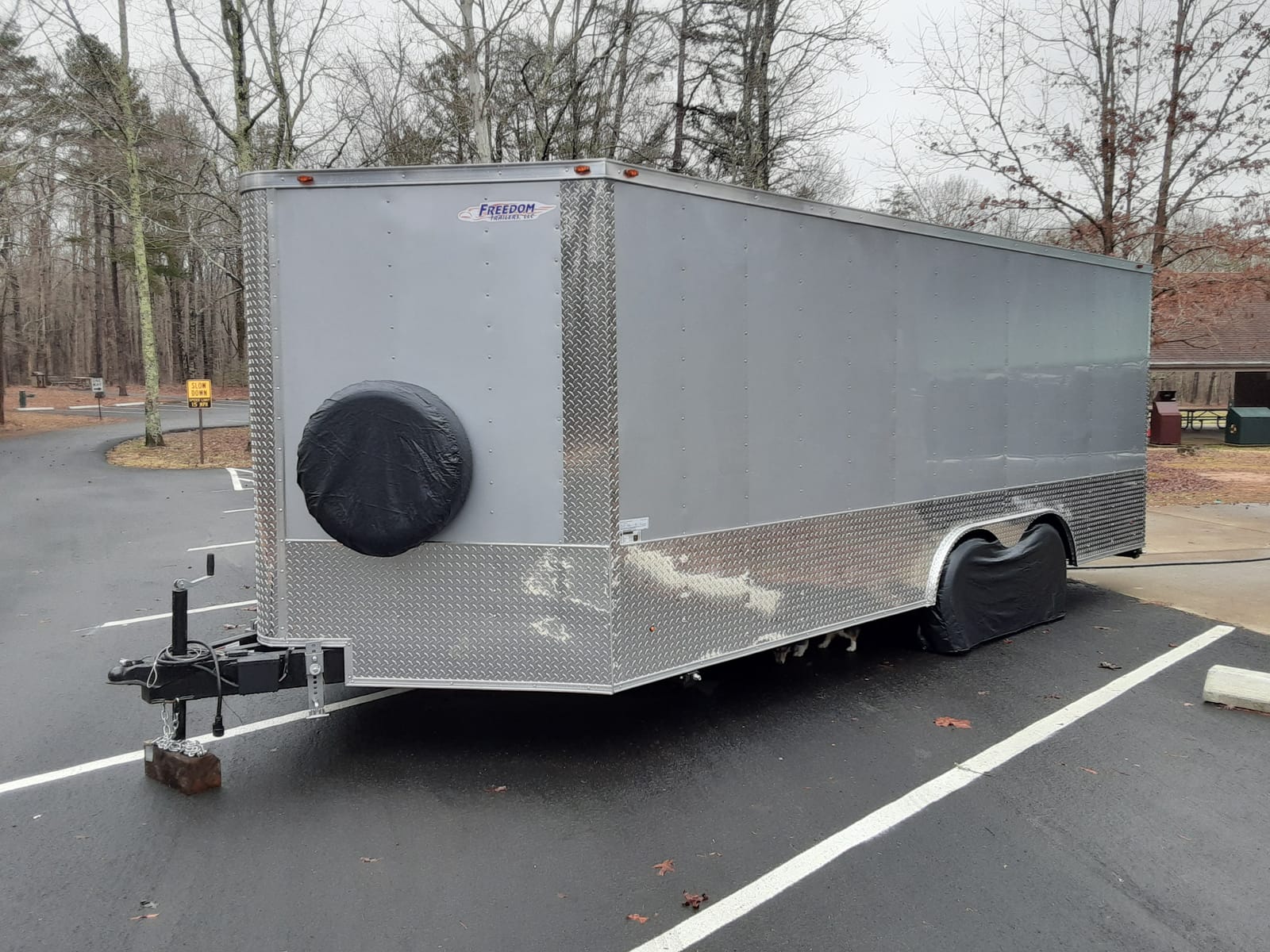 Pit Posse 802 Spare Tire Carrier Wall Mount Bracket for Enclosed Trailer - Made in USA - Wheel Mounted Aluminum Holder Rack Universal Fit for Utility Cargo Race Trailers, Van, Truck Storage Organizer customer photo 1