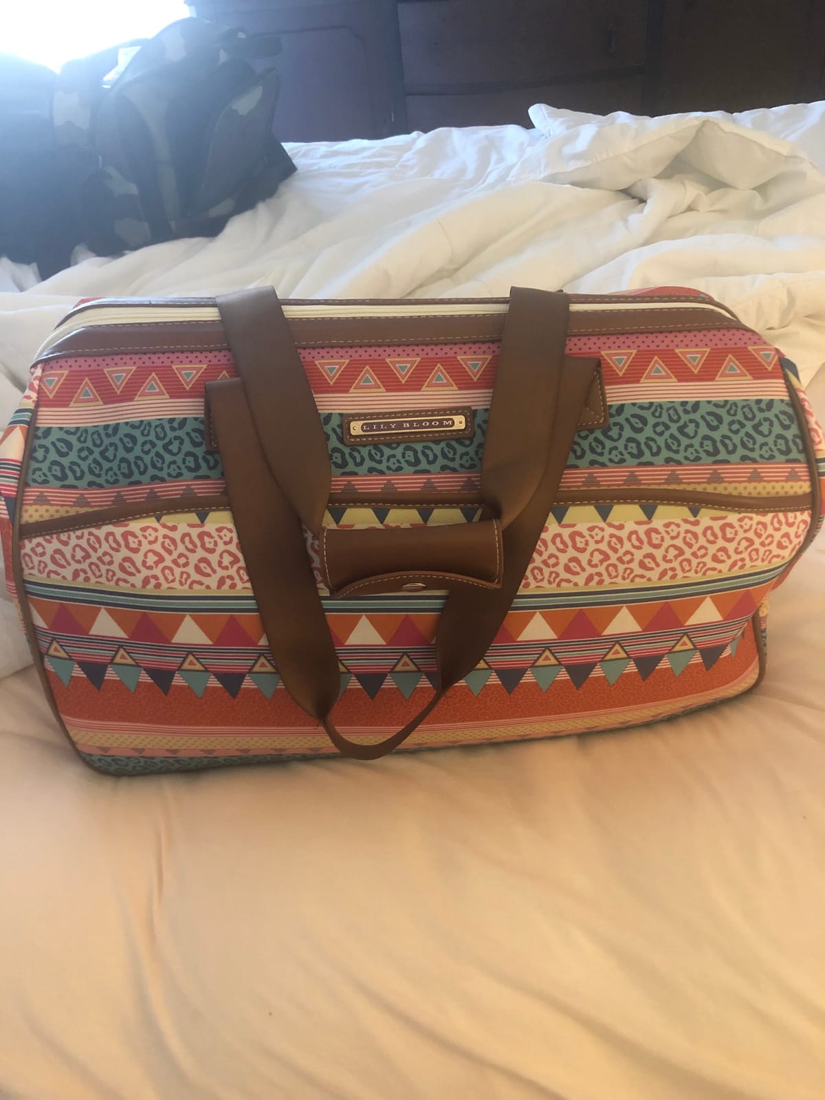 Lily Bloom Pattern 22 Inch Duffel Bag with 2-Rolling Wheels, Weekender Overnight Travel Lightweight Carry-On Suitcase For Women customer photo 1