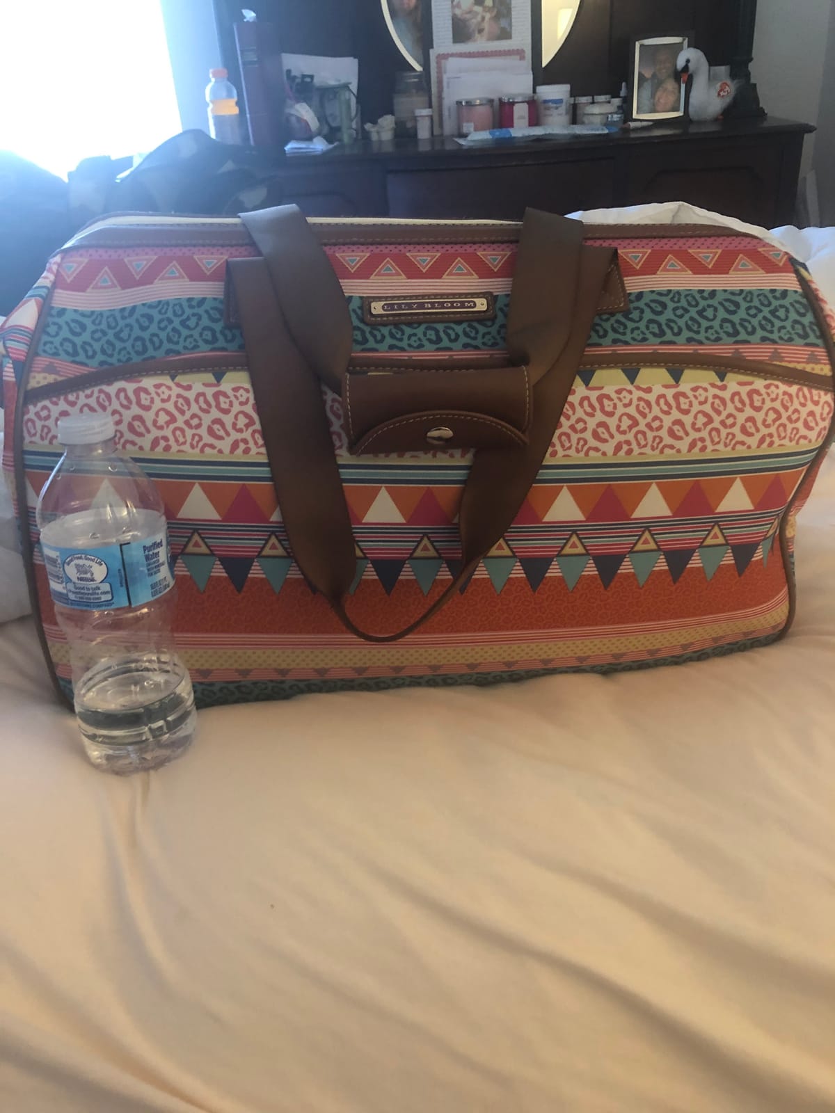 Lily Bloom Pattern 22 Inch Duffel Bag with 2-Rolling Wheels, Weekender Overnight Travel Lightweight Carry-On Suitcase For Women customer photo 2