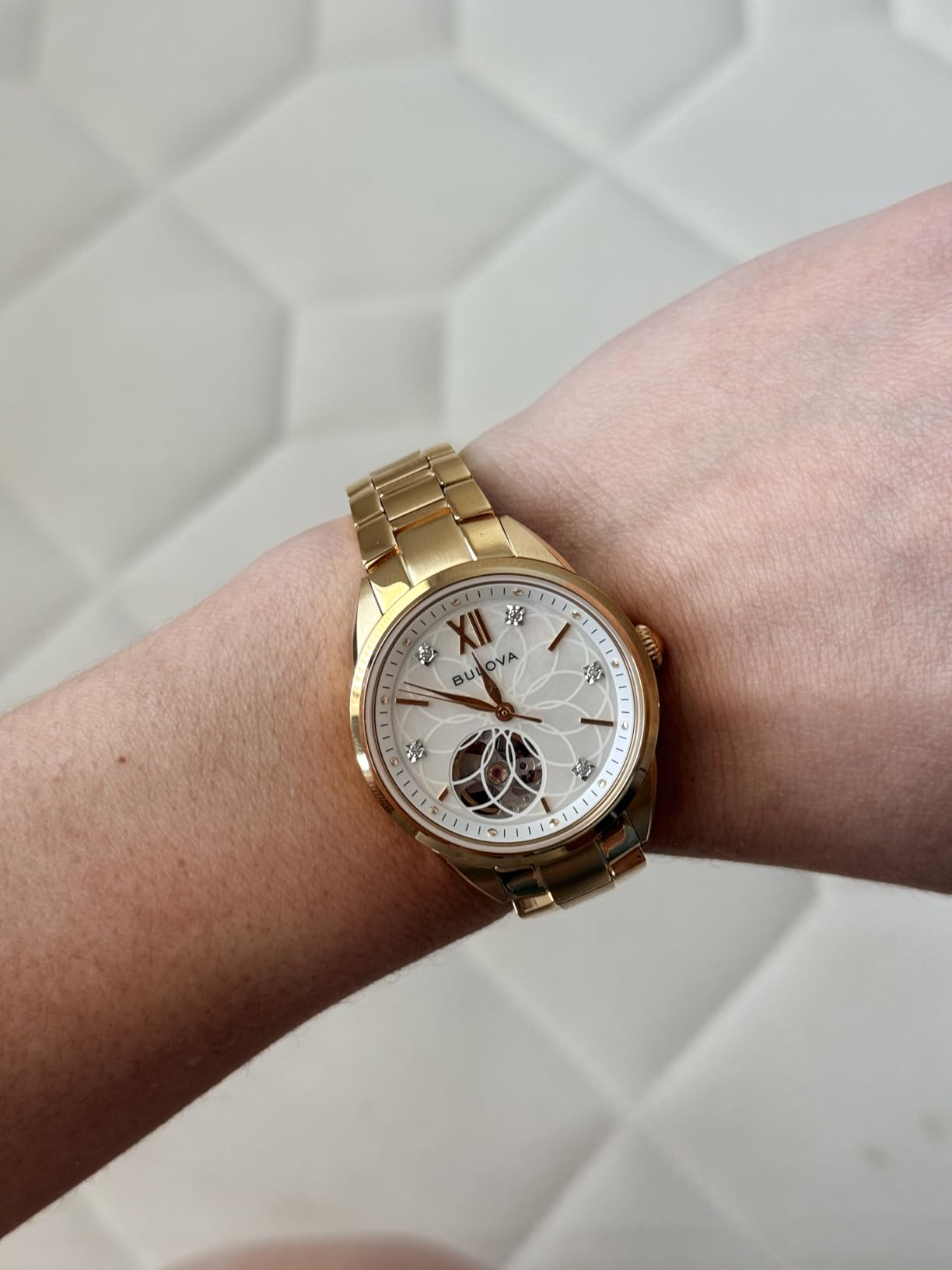 Invicta Ladies' Classic Diamond 3-Hand Automatic in Stainless Steel, Mother-of-Pearl Dial and Open Aperture customer photo 1