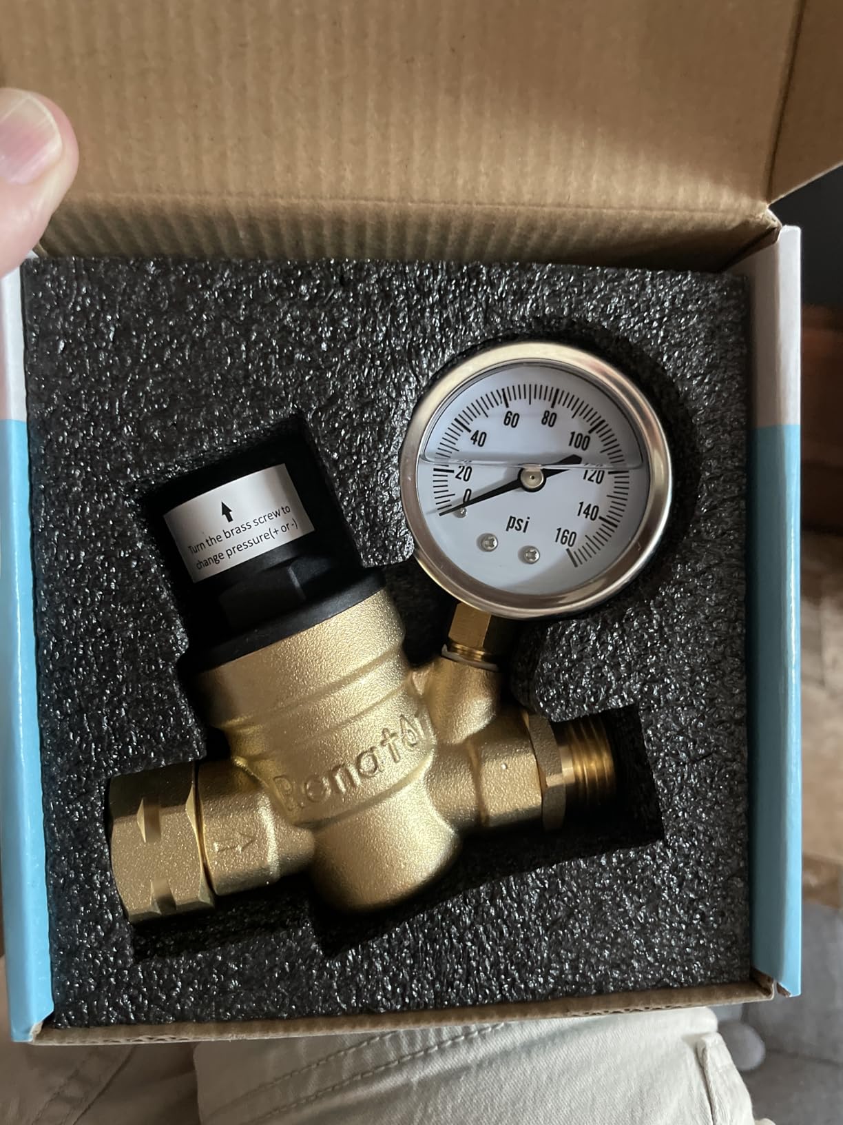 Renator RV Water Pressure Regulator for RV Camper. Brass Lead-free Adjustable Water Pressure Regulator with Gauge for Camper Travel Trailer, Reducer Valve W Filter. M11-0660R. customer photo 2