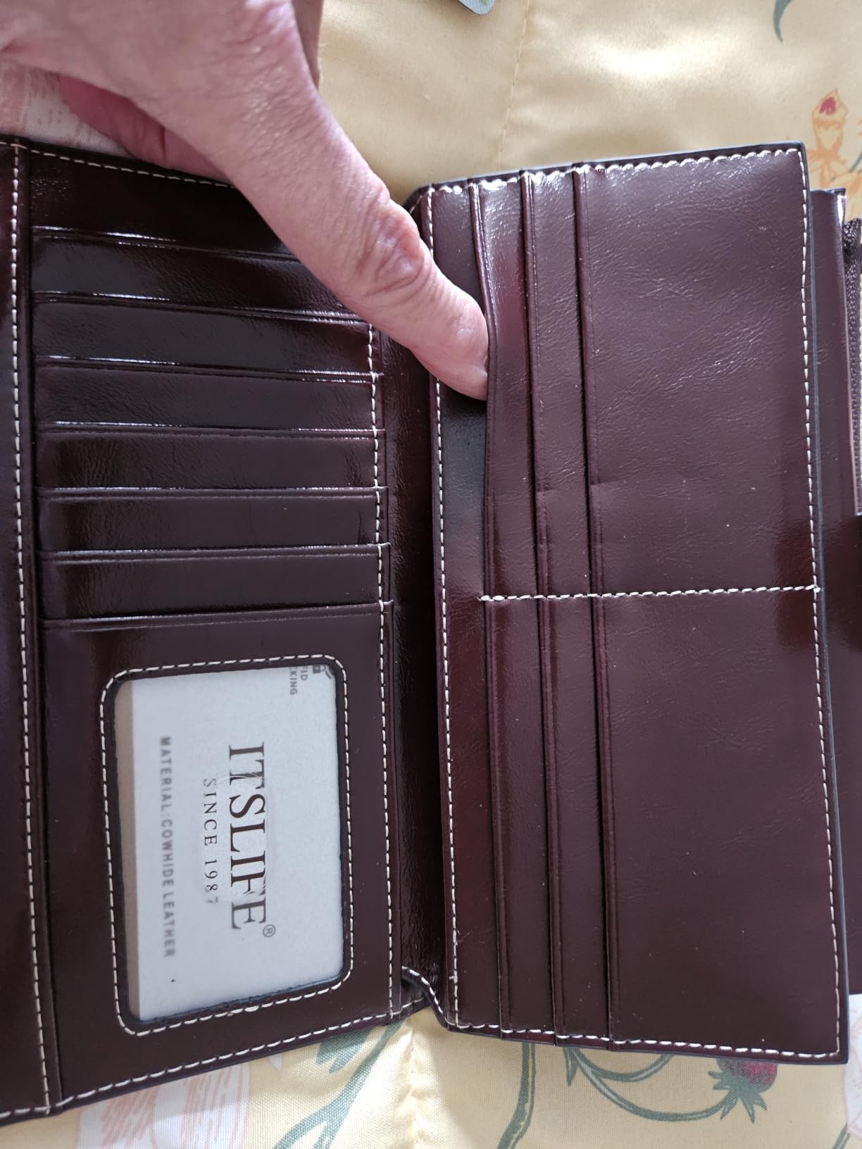 Womens RFID Blocking Large Capacity Luxury Wax Genuine Leather Wallet Clutch Ladies Card Holder, Red customer photo 2