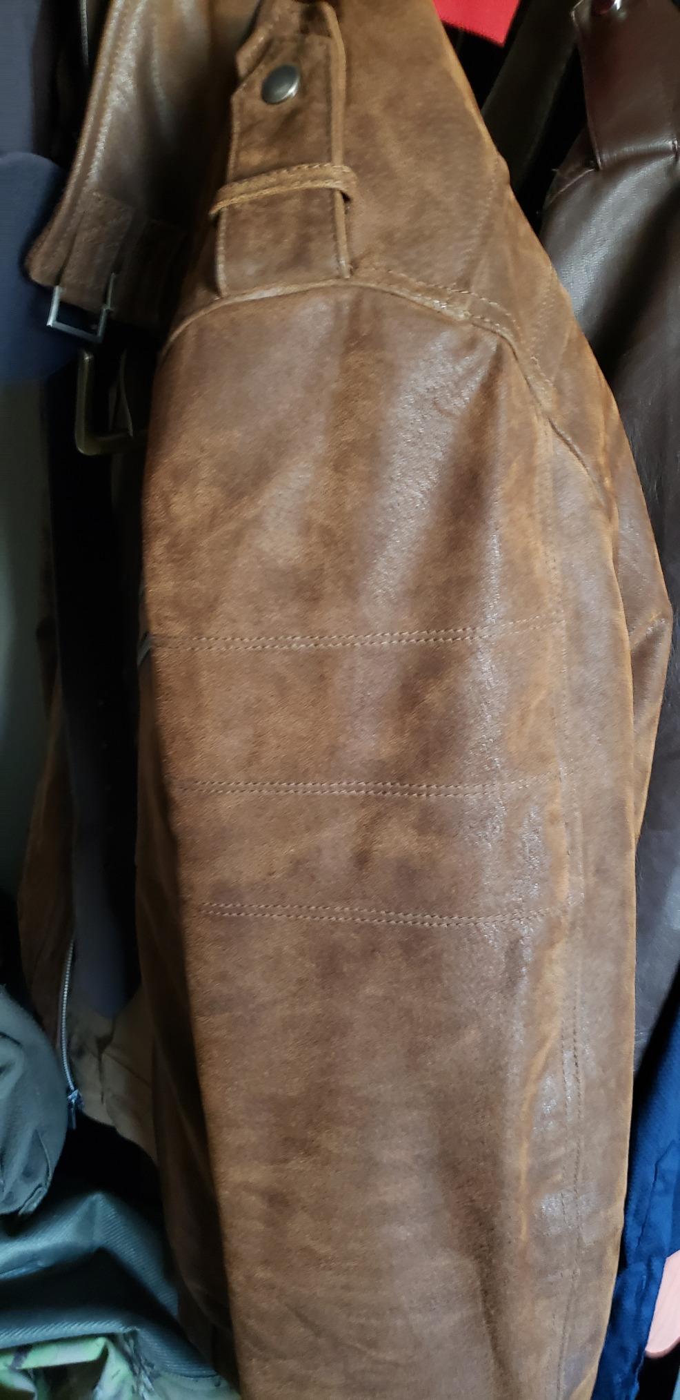 FLAVOR Men Brown Leather Motorcycle Jacket with Removable Hood customer photo 2