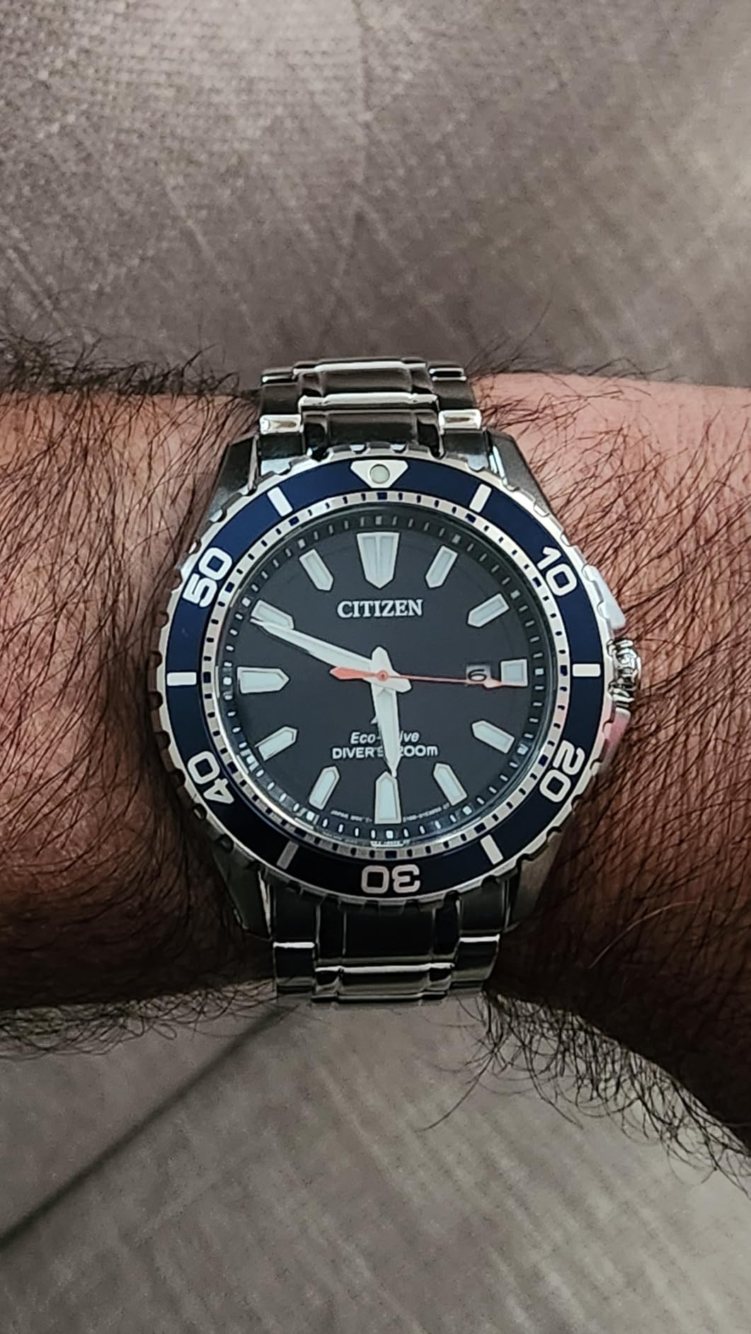 Citizen Men's Promaster Sea Eco-Drive Stainless Steel Watch, 3-Hand Date, One-Way Rotating Bezel, ISO Compliant, Luminous Hands and Markers customer photo 2