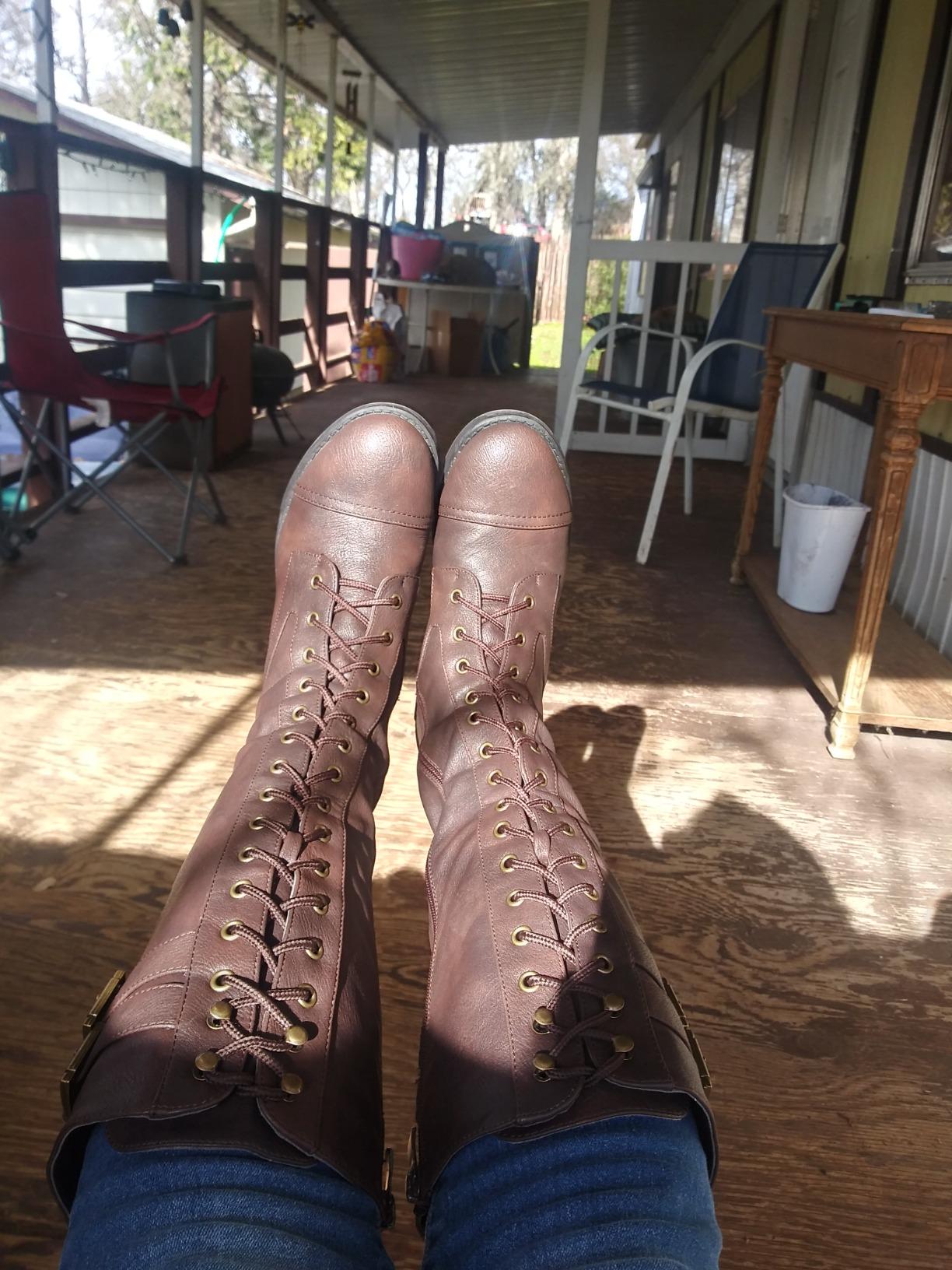 DREAM PAIRS Women's Knee High Riding Combat Boots customer photo 2