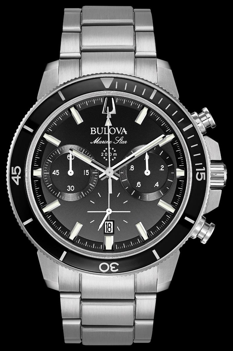 Bulova Men's Marine Star Series C Stainless Steel 6-Hand Chronograph Quartz Watch, Black Dial Style: 96B272 customer photo 1