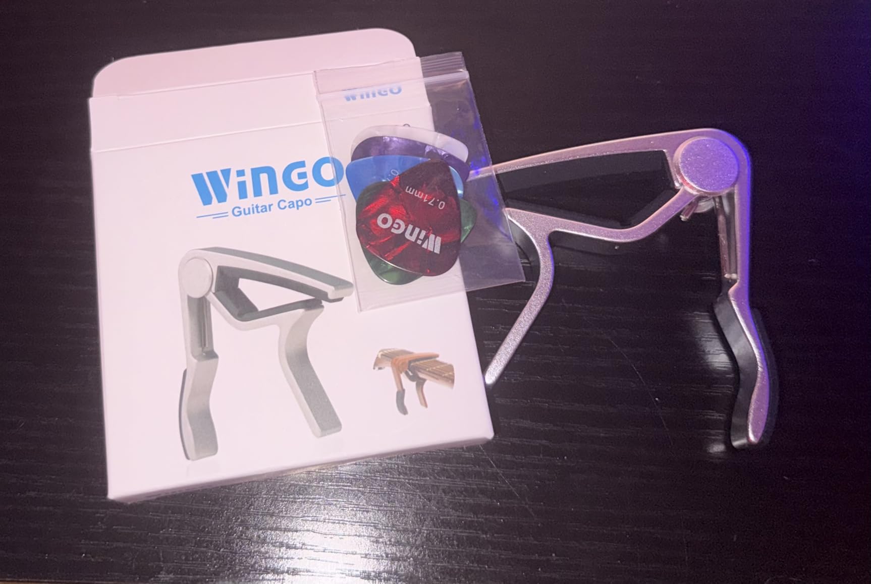 WINGO Guitar Capo for Acoustic Electric Guitars-Rosewood Color with 5 Picks customer photo 2
