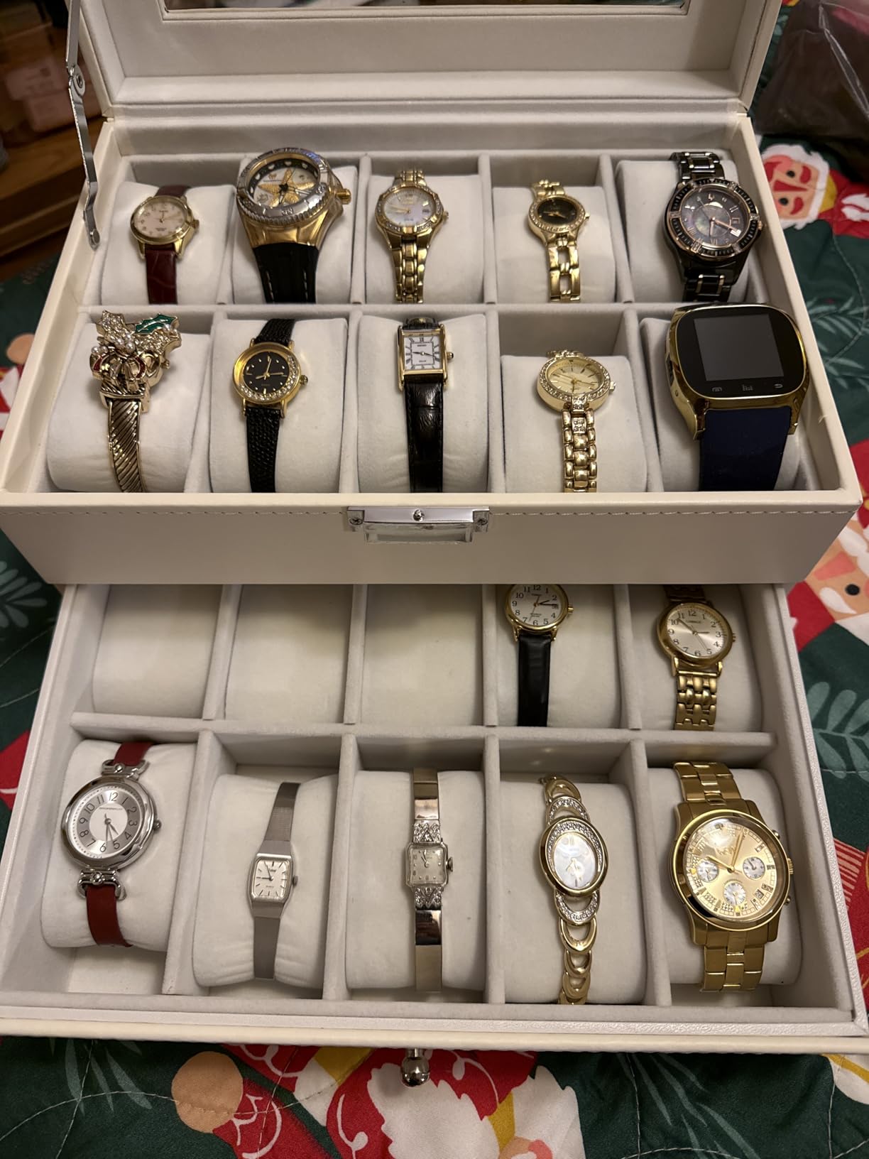 BEWISHOME Watch Case, 20-Slot Watch Box Organizer with Large Glass Lid, Synthetic Leather, Watch Storage Box, Watch Display Case, Black SSH04B customer photo 1