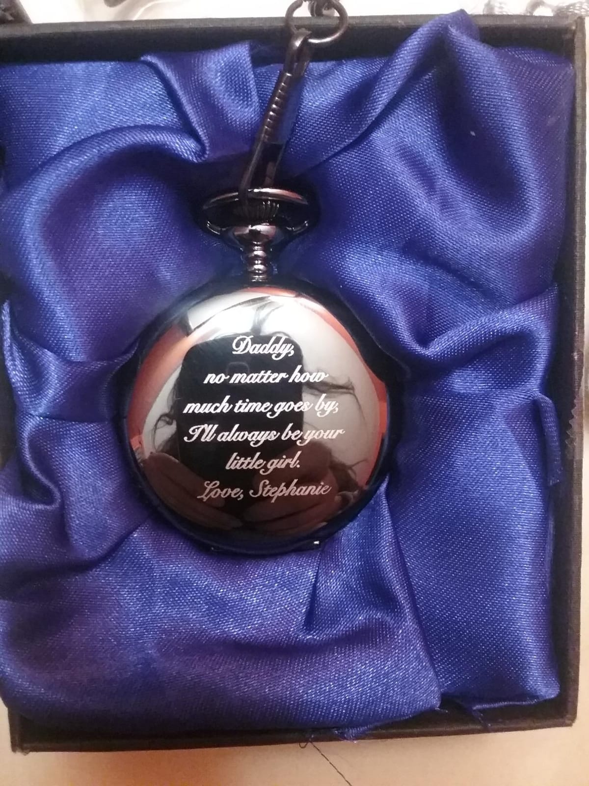 Personalized Gunmetal Pocket Watch with Gold Dial Custom Engraved Free - Timepiece with Free Engraving & Gift Box - Ships from USA customer photo 1