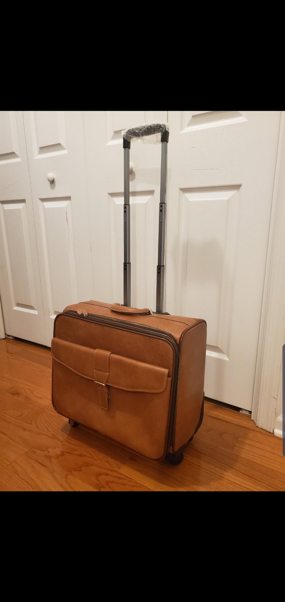 Leathario Leather Rolling Laptop Case Wheeled Briefcase Suitcase Roller Boarding customer photo 1