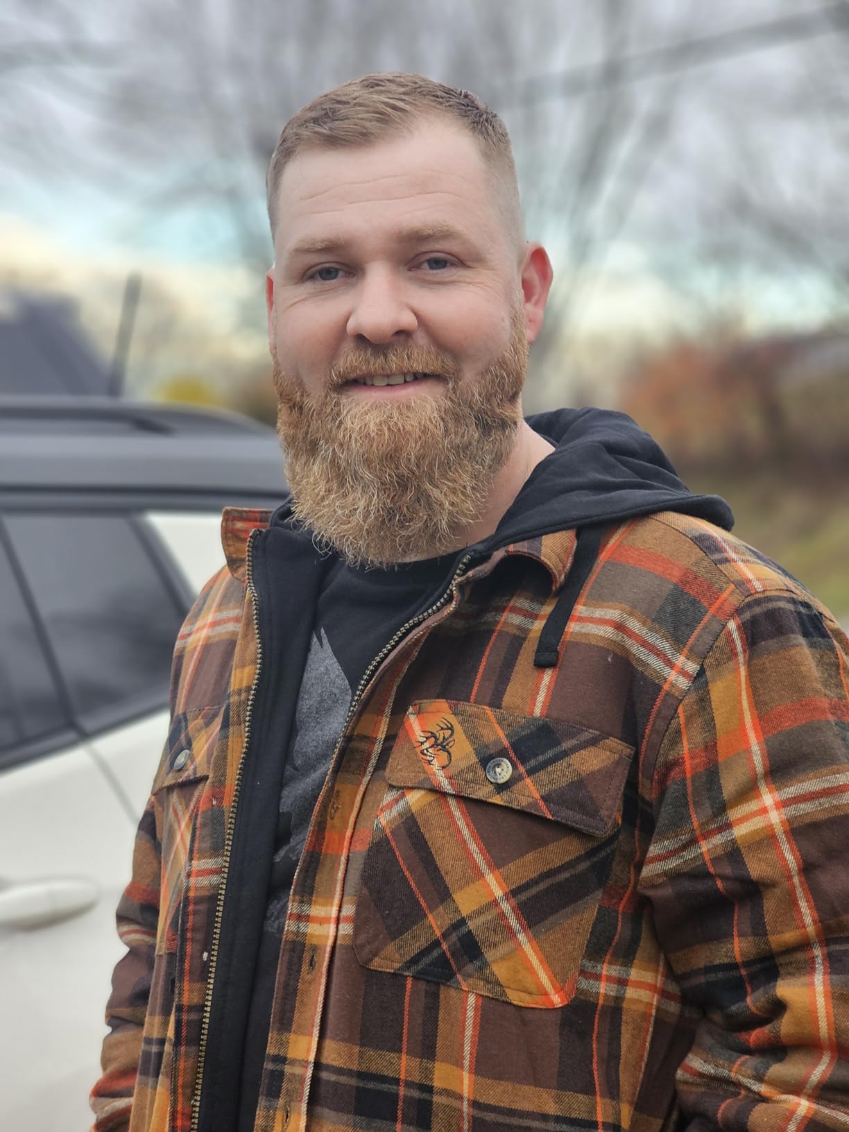 Mens Flannel Shirt Jacket Hooded Shacket customer photo 1