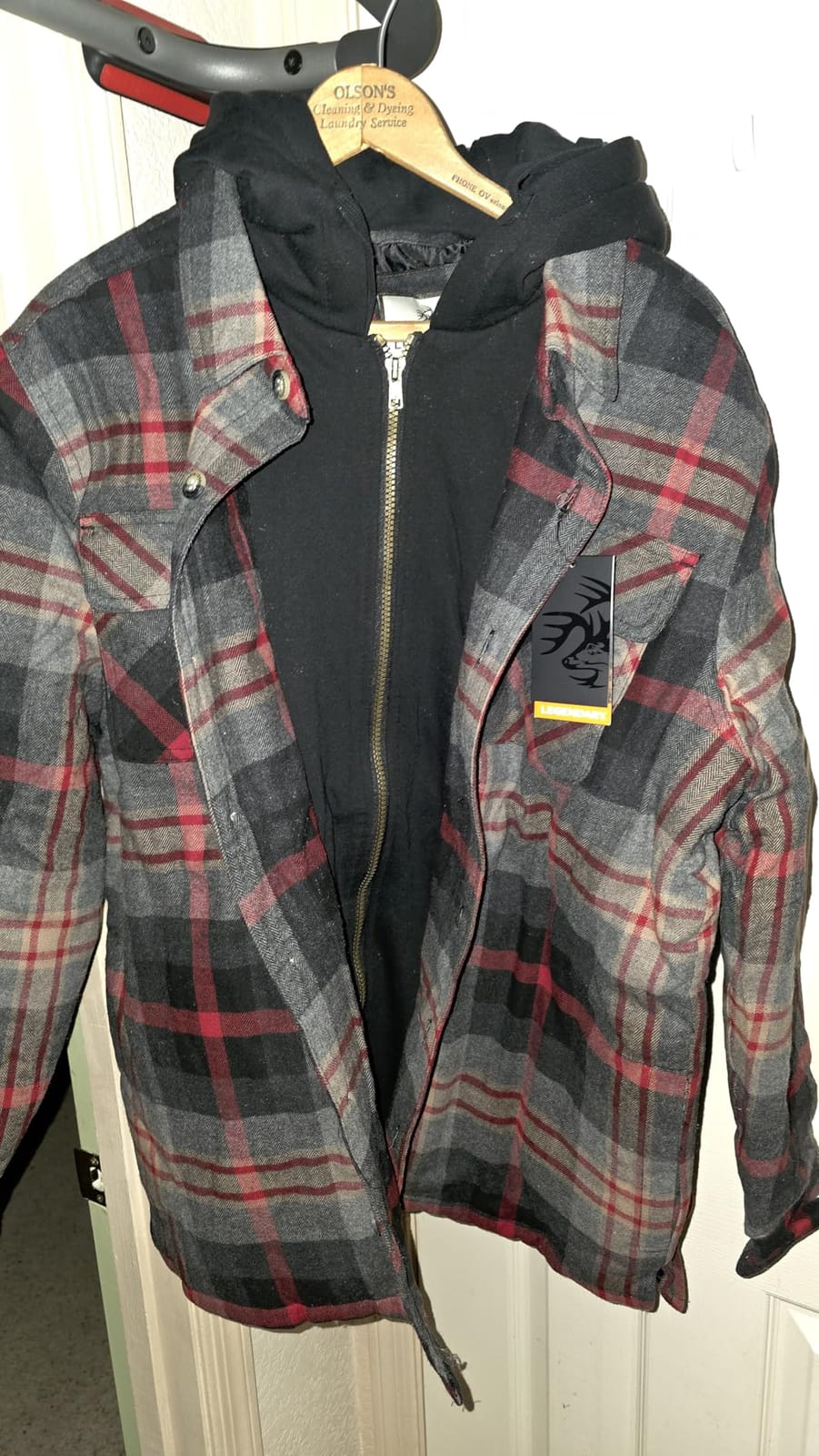 Mens Flannel Shirt Jacket Hooded Shacket customer photo 2