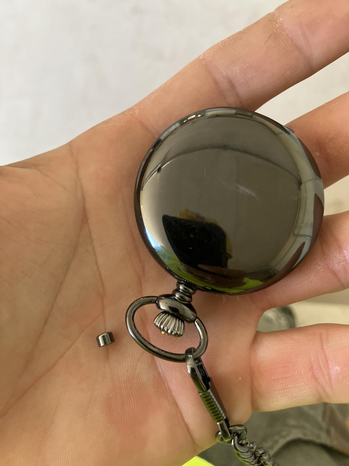 Gotham Men's Gunmetal Railroad Polished Finish Covered Quartz Pocket Watch # GWC15044BBK customer photo 2