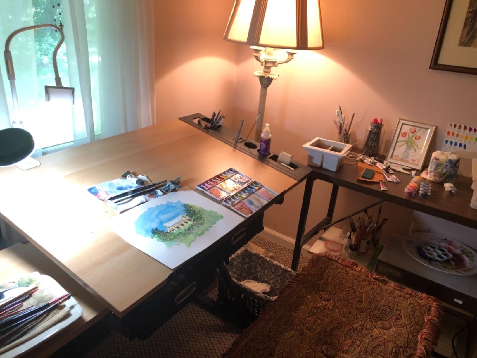 ZENY Drafting Table Art Desk Drawing Table Height Adjustable Artist Table with Tilted Tabletop, Drafting Stool and Storage Drawer for Reading, Writing, Crafting, Painting Art customer photo 1