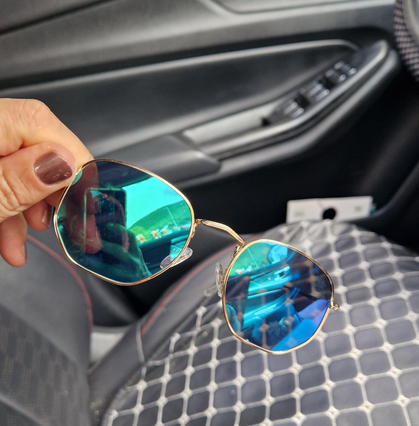 SOJOS Square Polarized Sunglasses Women Men Hexagonal Polygon SJ1072,Small customer photo 1