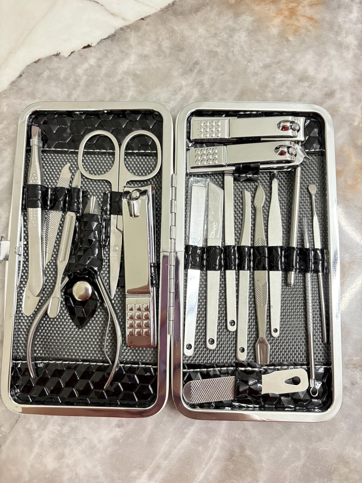 Yougai Manicure Set 18Pcs Stainless Steel Nail Clippers Set with Case Black | Professional Manicure Kit, Fingernail Toenail Cutters for Men & Women, Pedicure Kit Foot Care, Gift for Family & Friends customer photo 1