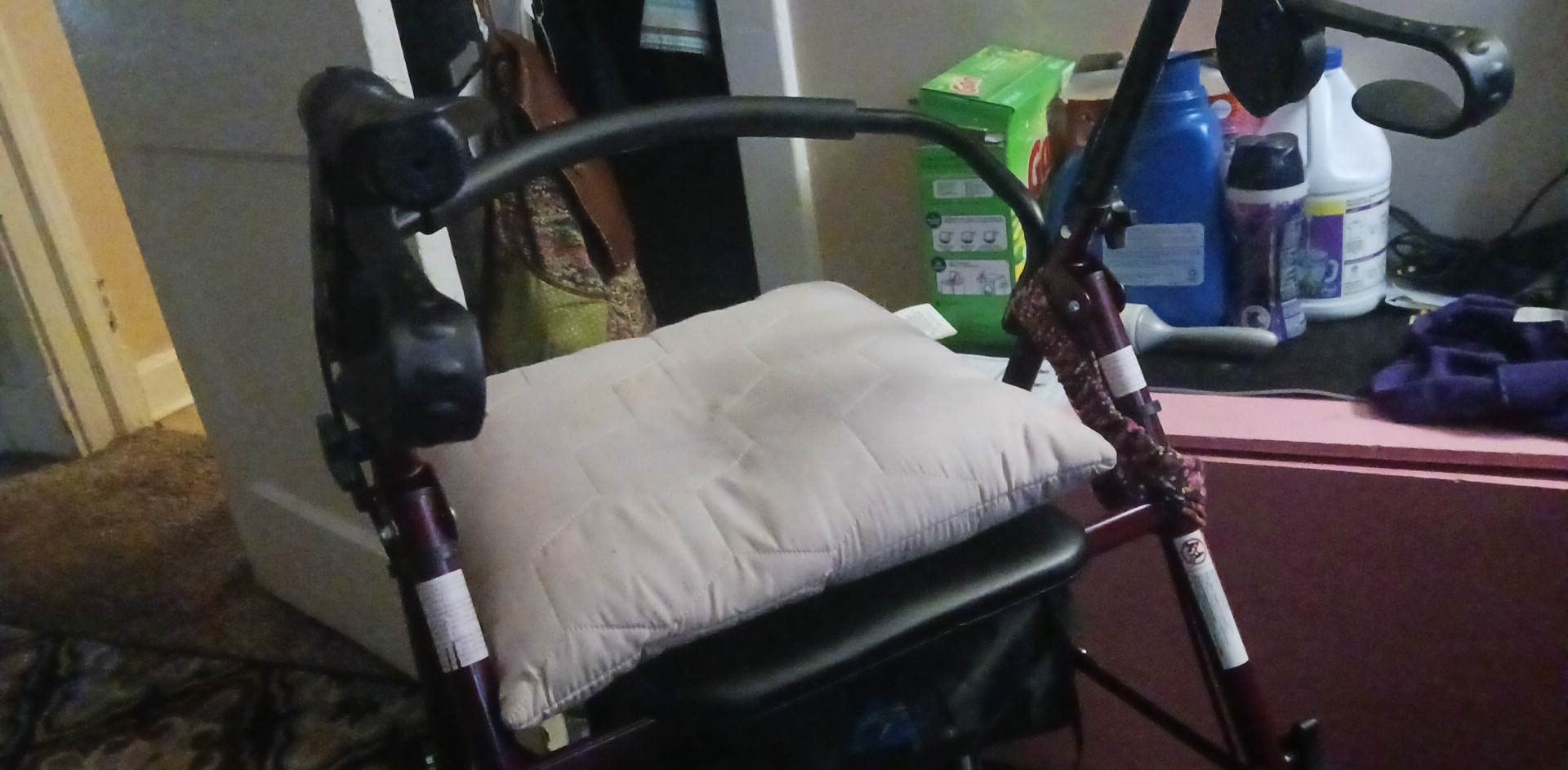 Medline Steel Rollator Walker with Seat, Burgundy, 350 lb. Weight Capacity, 6
