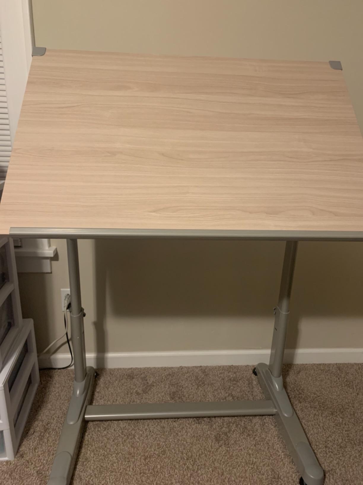 Stand Up Desk Store Adjustable Height and Angle Drafting Table Drawing Desk with Large Surface (Silver Frame/Birch Top, 40