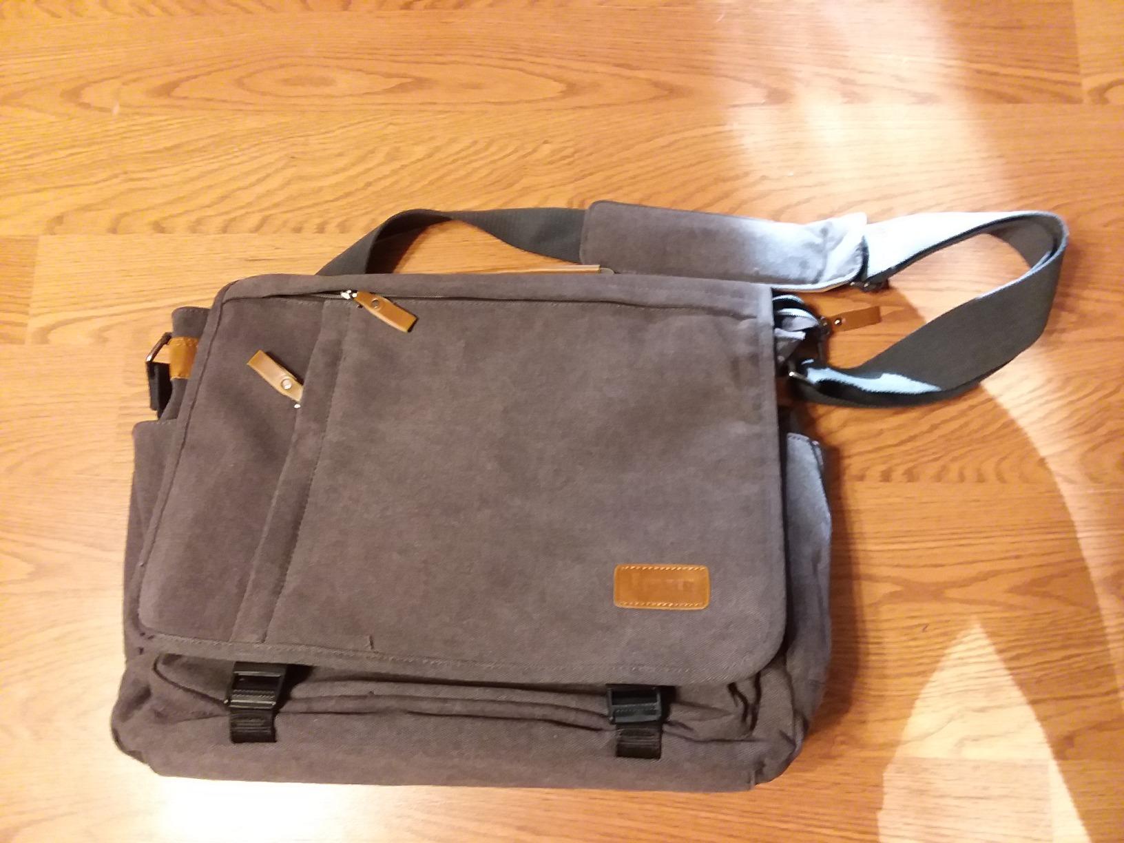ESTARER Men Messenger Bag 17-17.3 Inch Laptop Bag Water-resistant Canvas Computer Shoulder Bag Briefcase for Work College Travel, Grey customer photo 1