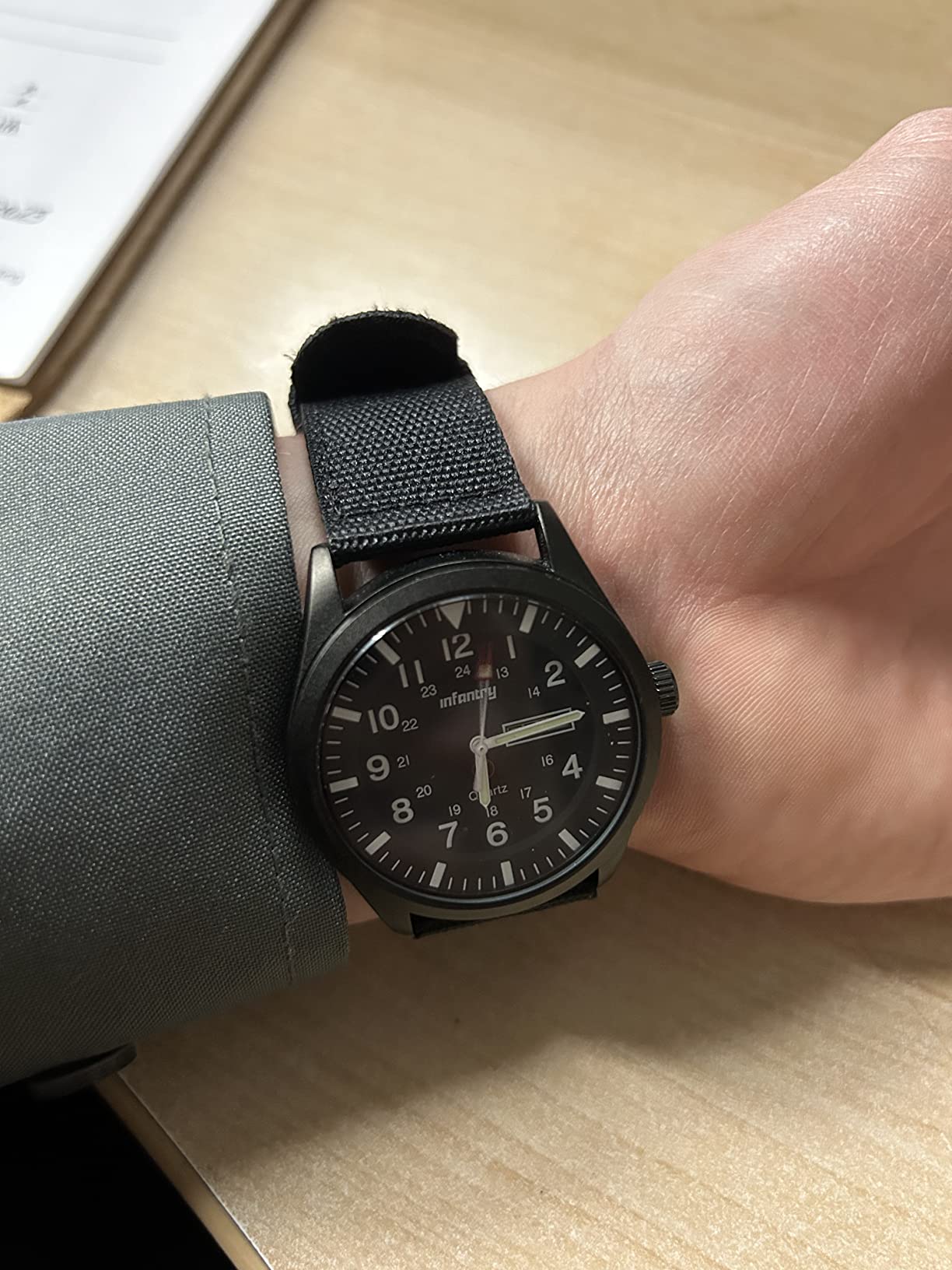 Infantry Mens Military Field Watch, 12/24H Day Date, 5ATM Waterproof Nylon customer photo 1