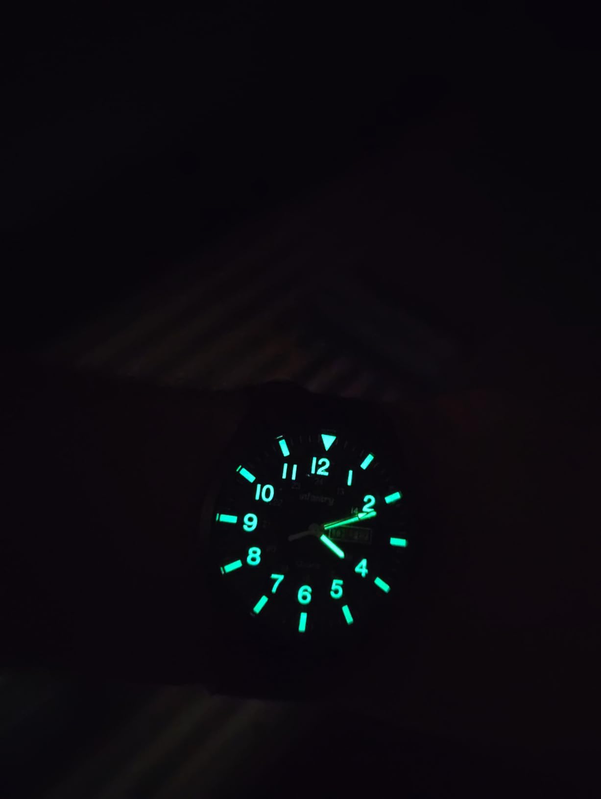 Infantry Mens Military Field Watch, 12/24H Day Date, 5ATM Waterproof Nylon customer photo 2