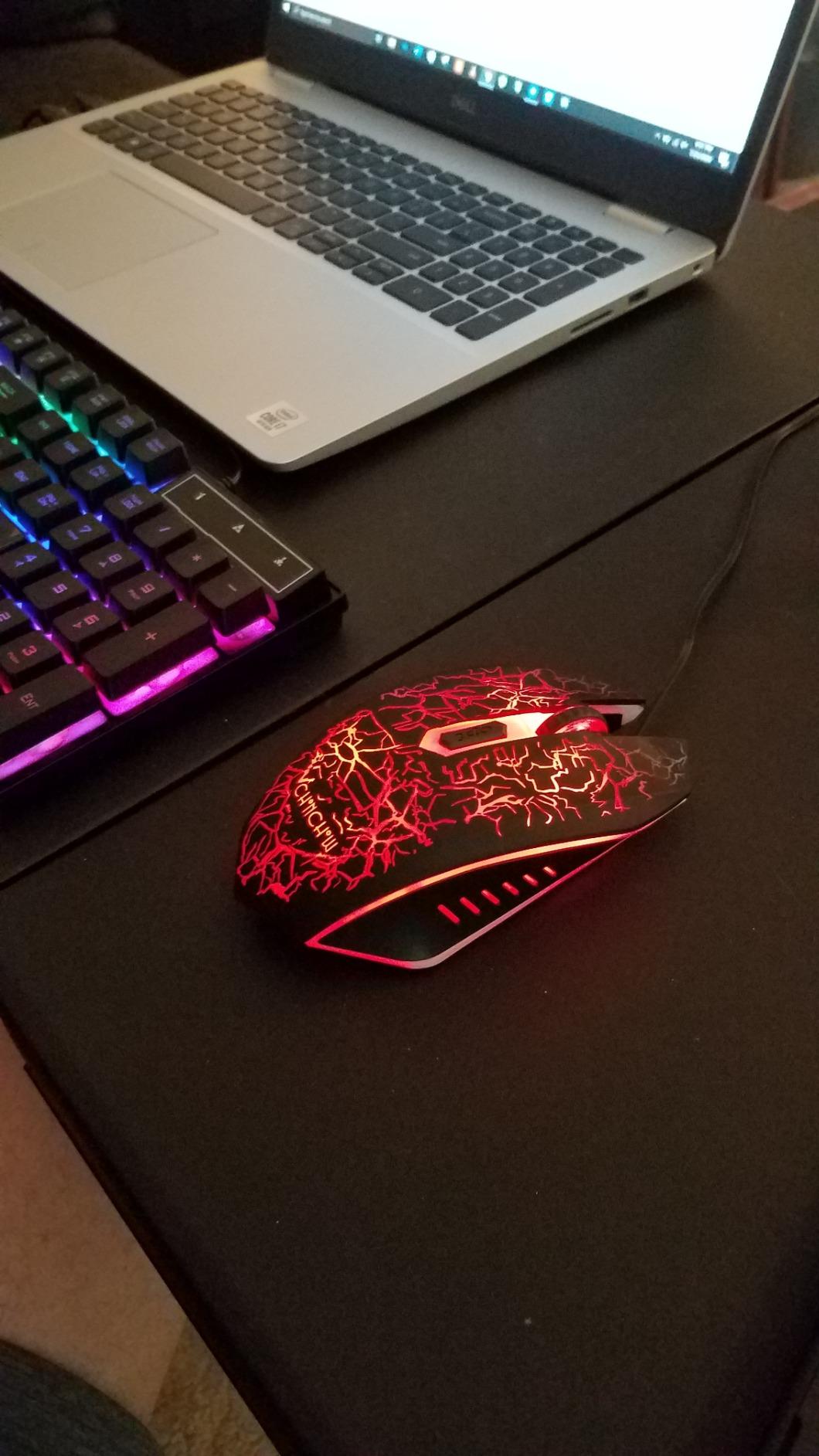 Keyboard and Mouse Gaming LED Wired Combo with Emitting Character Keyboard 4800DPI 2 Side Button USB Mouse Rainbow Backlit Mechanical Feeling Compatible with PC Raspberry Pi Mac Xbox one ps4 customer photo 1