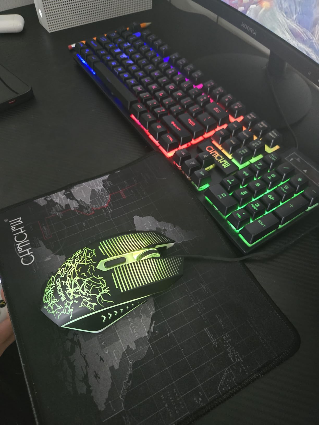 Keyboard and Mouse Gaming LED Wired Combo with Emitting Character Keyboard 4800DPI 2 Side Button USB Mouse Rainbow Backlit Mechanical Feeling Compatible with PC Raspberry Pi Mac Xbox one ps4 customer photo 2