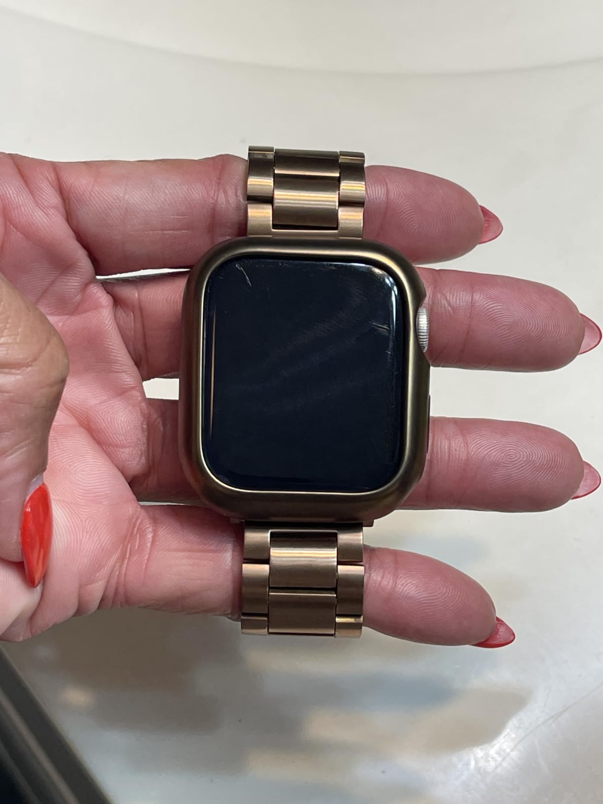 Fullmosa Metal Band with Case for Apple Watch 45/44/42/46/49/41/40/38mm | Fits iWatch Series 11 10 9 8 7 6 5 4 3 2 1 SE3/2/1 Ultra3/2/1, Stainless Steel Strap for Men Women Professional Office Black customer photo 1