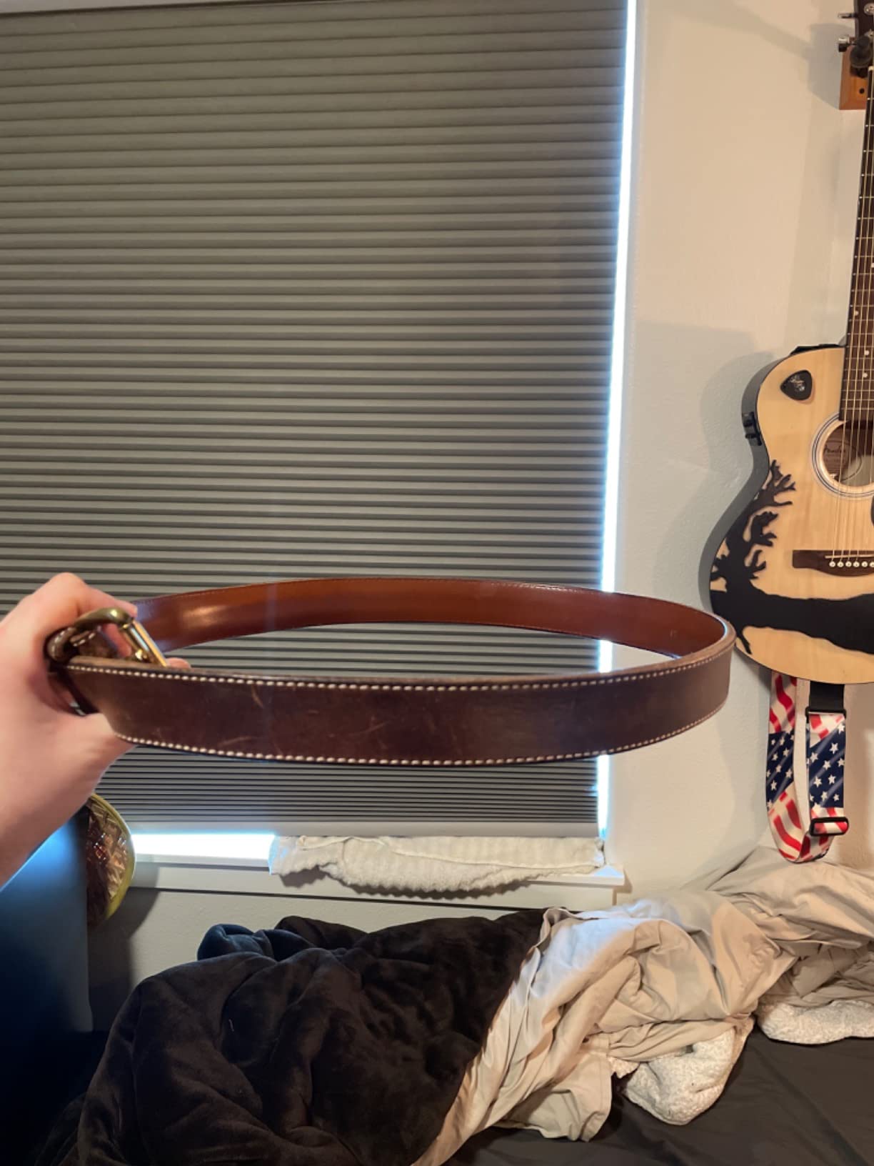 Steel Core Bison Leather Gun Belt - 1.5