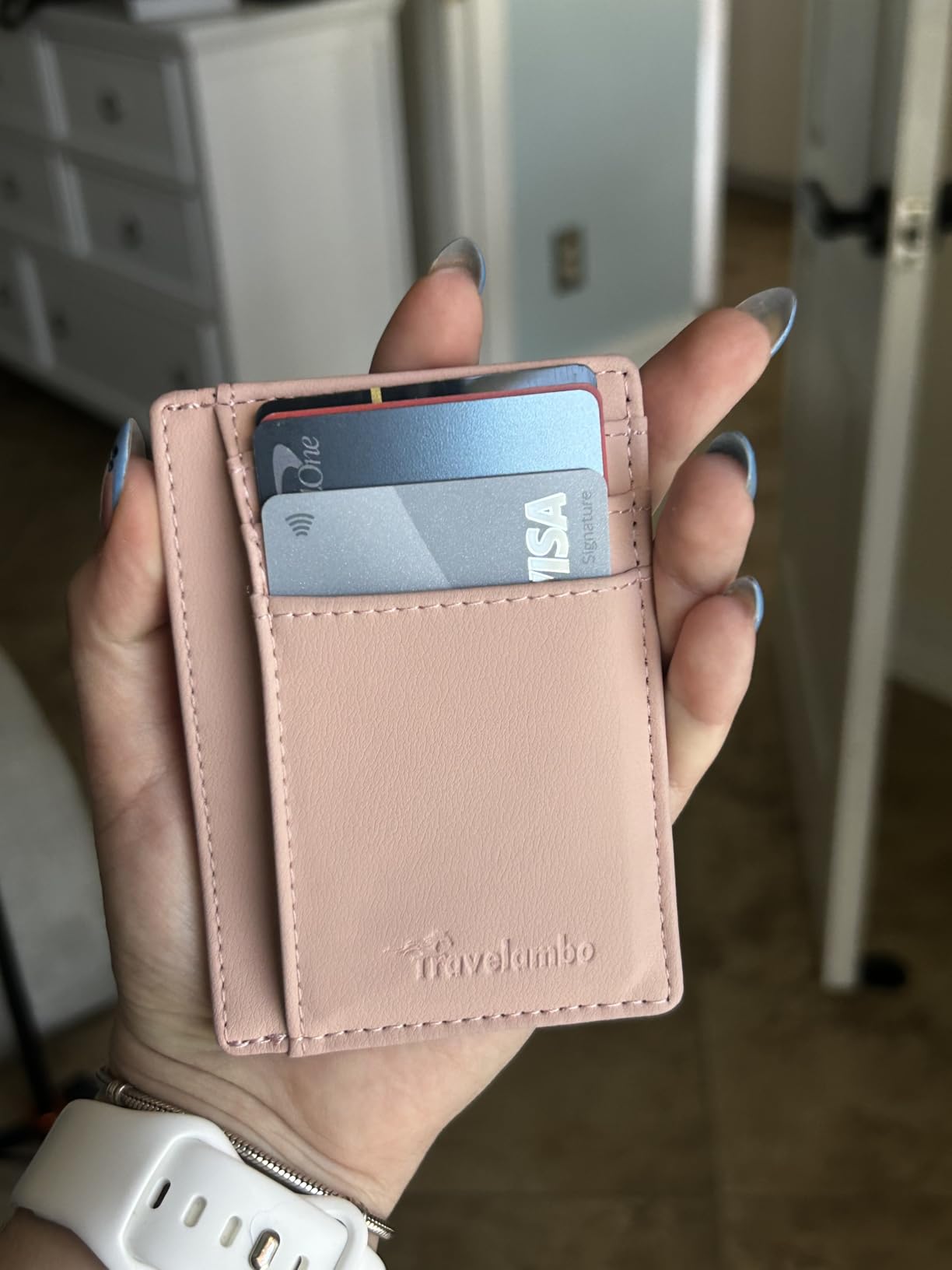 Travelambo Front Pocket Minimalist Leather Slim Wallet RFID Blocking Medium Size customer photo 2