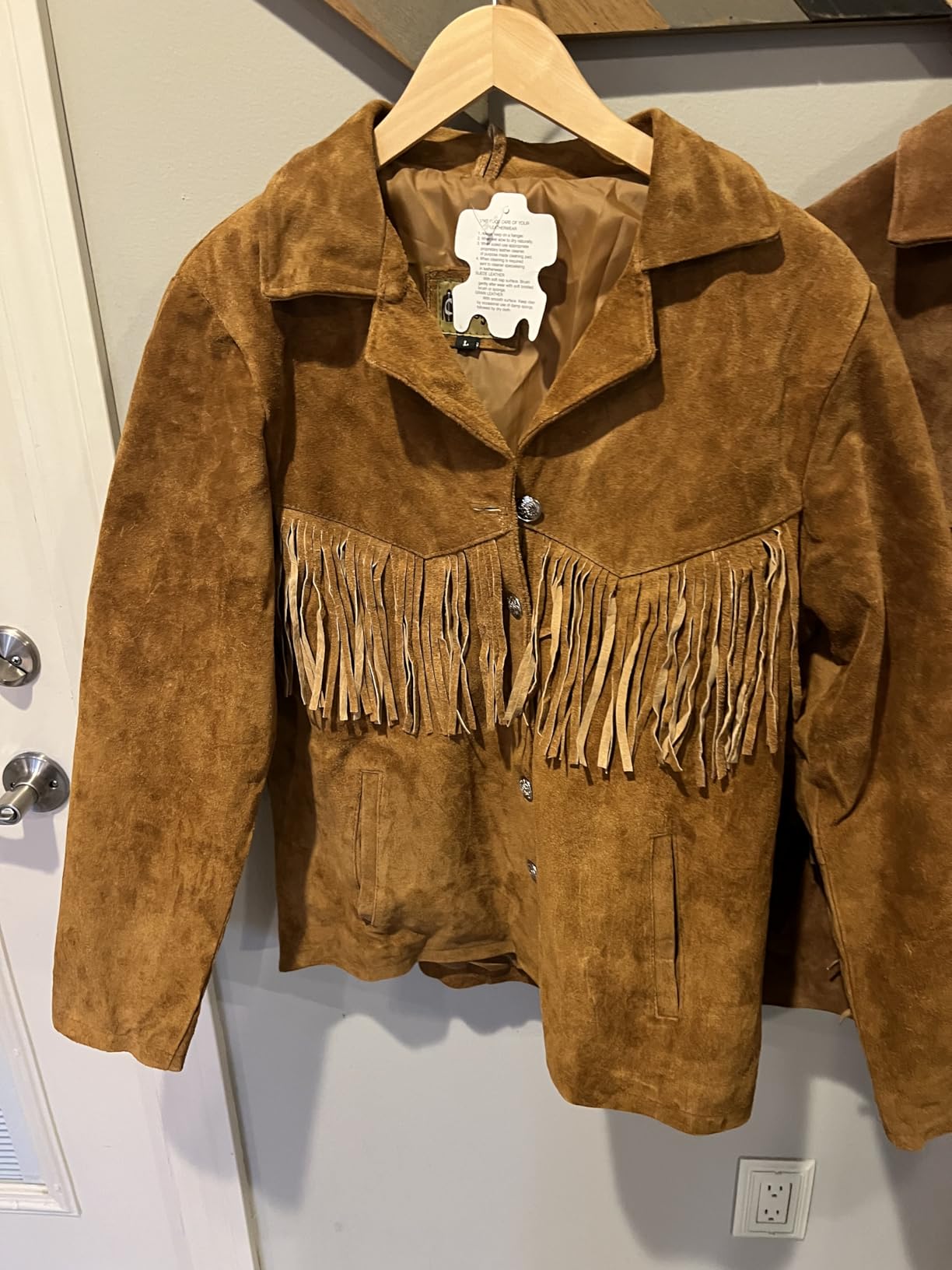 Classyak Women's Fashion Stylish Suede Leather Fringed Jacket customer photo 1