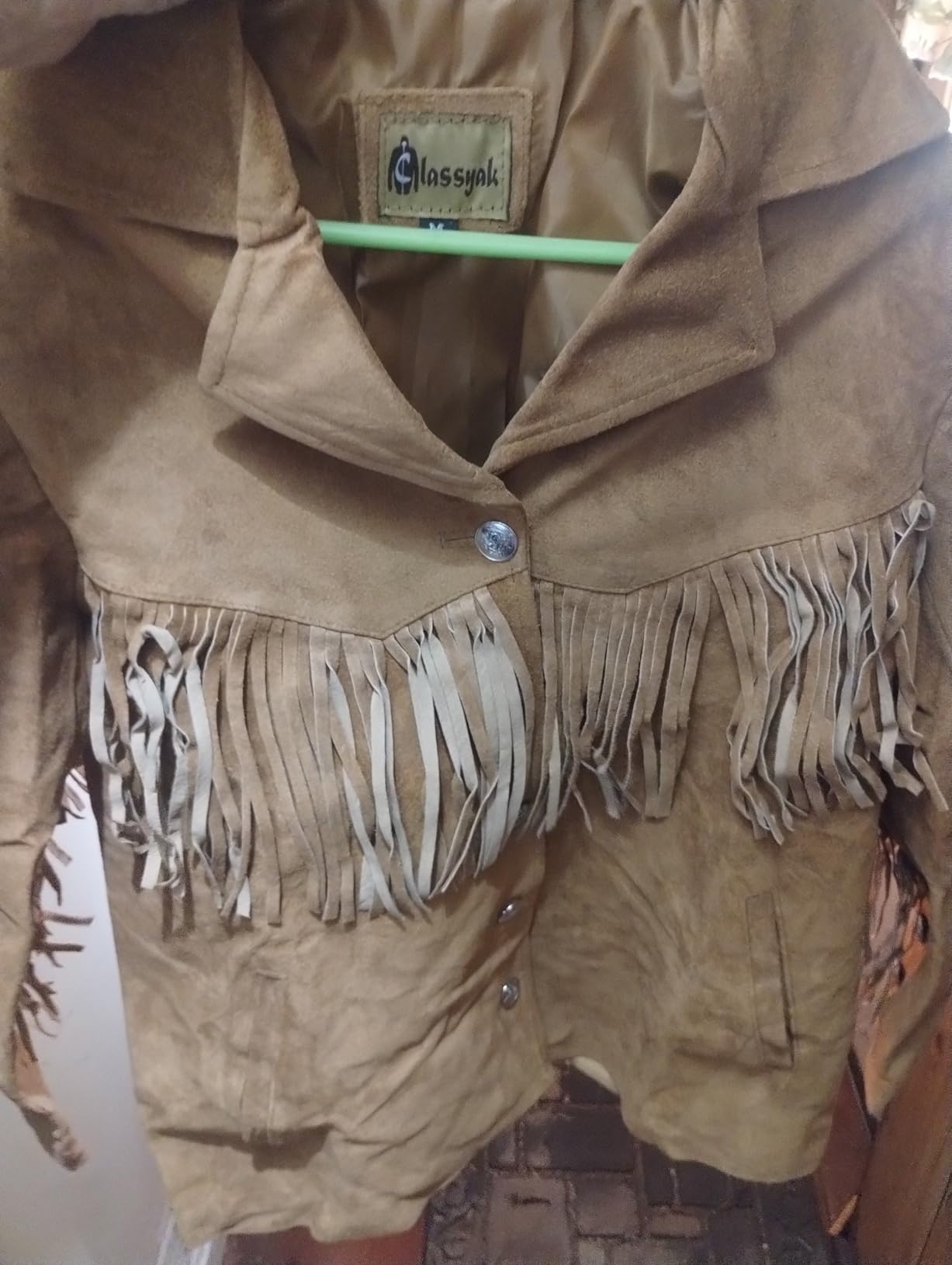 Classyak Women's Fashion Stylish Suede Leather Fringed Jacket customer photo 2