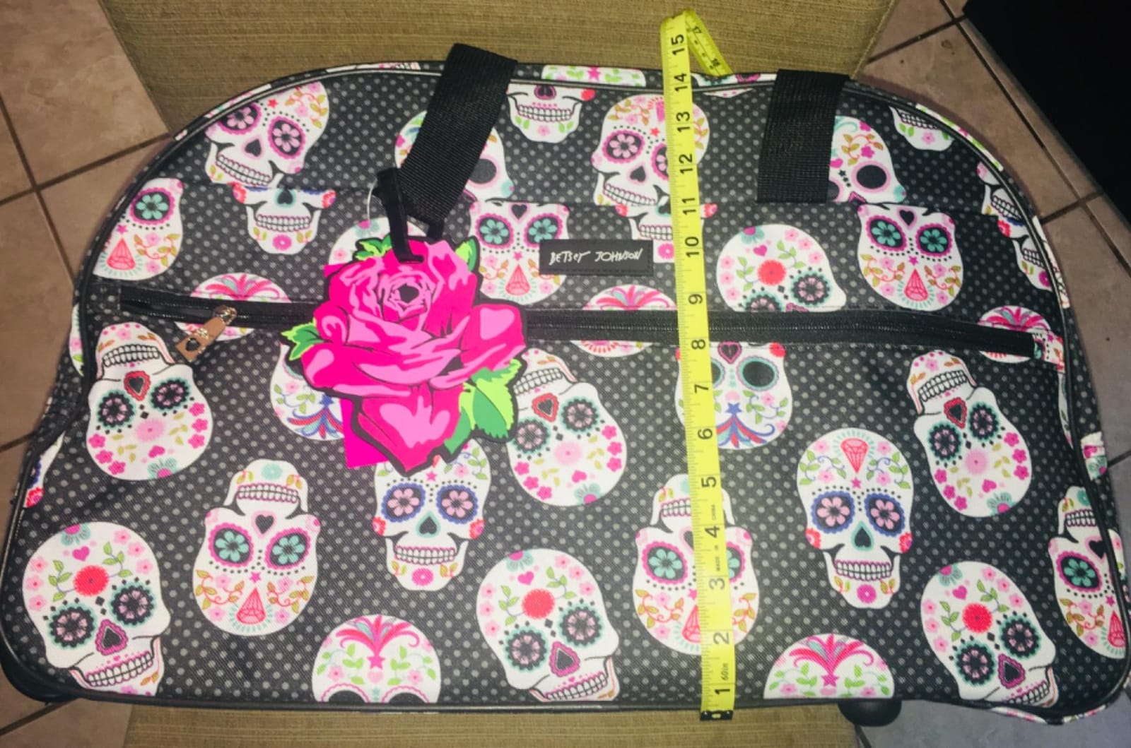 Betsey Johnson Designer Carry On Luggage Collection - Lightweight Pattern 22 Inch Duffel Bag- Weekender Overnight Business Travel Suitcase with 2- Rolling Wheels (Covered Roses) customer photo 1