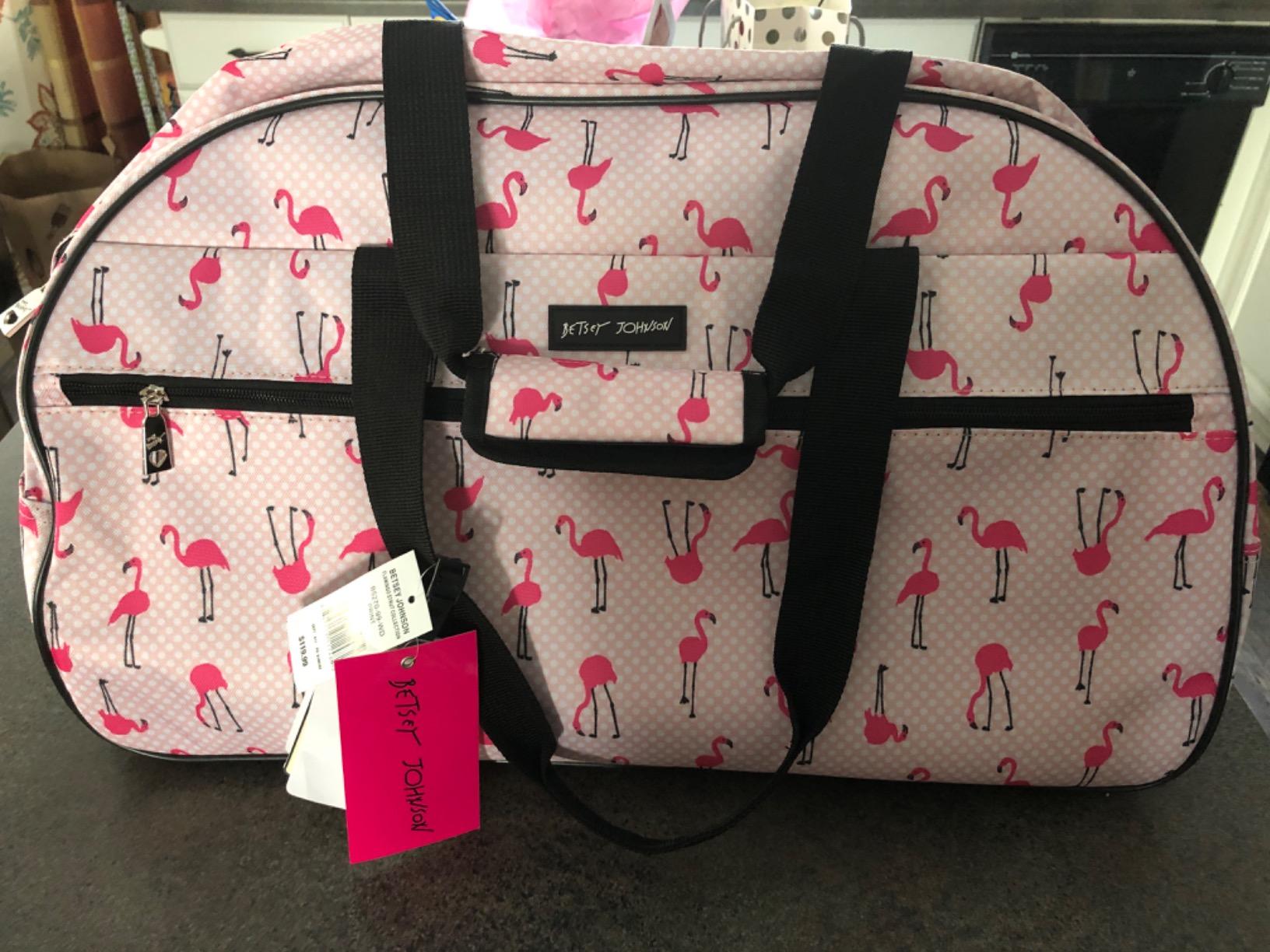 Betsey Johnson Designer Carry On Luggage Collection - Lightweight Pattern 22 Inch Duffel Bag- Weekender Overnight Business Travel Suitcase with 2- Rolling Wheels (Covered Roses) customer photo 2