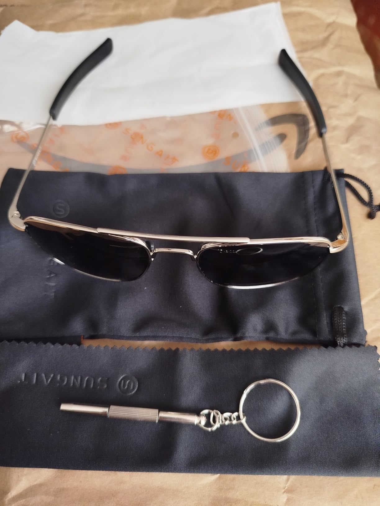 SUNGAIT Men's Military Style Polarized Pilot Aviator Sunglasses Bayonet Temples customer photo 2
