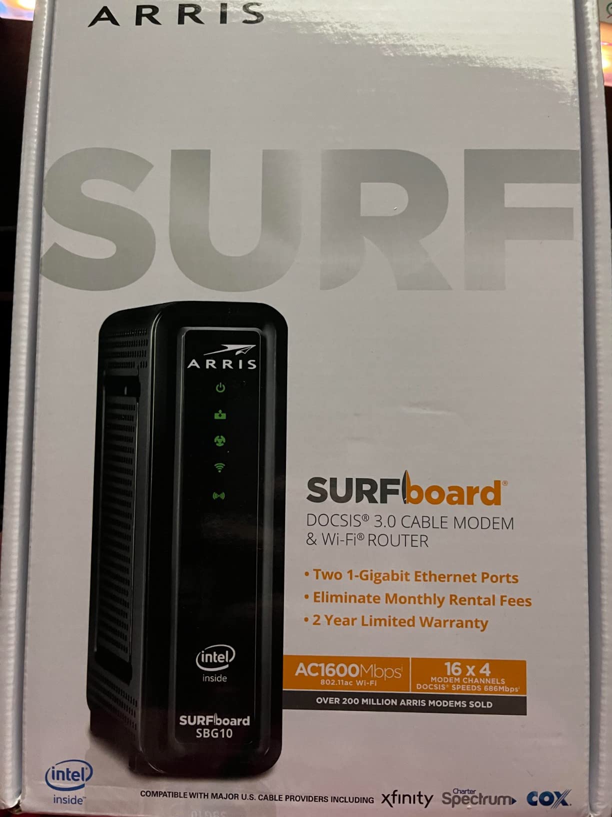 ARRIS (SBG10) - Cable Modem Router Combo - DOCSIS 3.0 16 x 4 Gigabit & AC1600 WiFi, [Check with your provider for compatibility]400 Mbps Max Internet Speeds customer photo 2