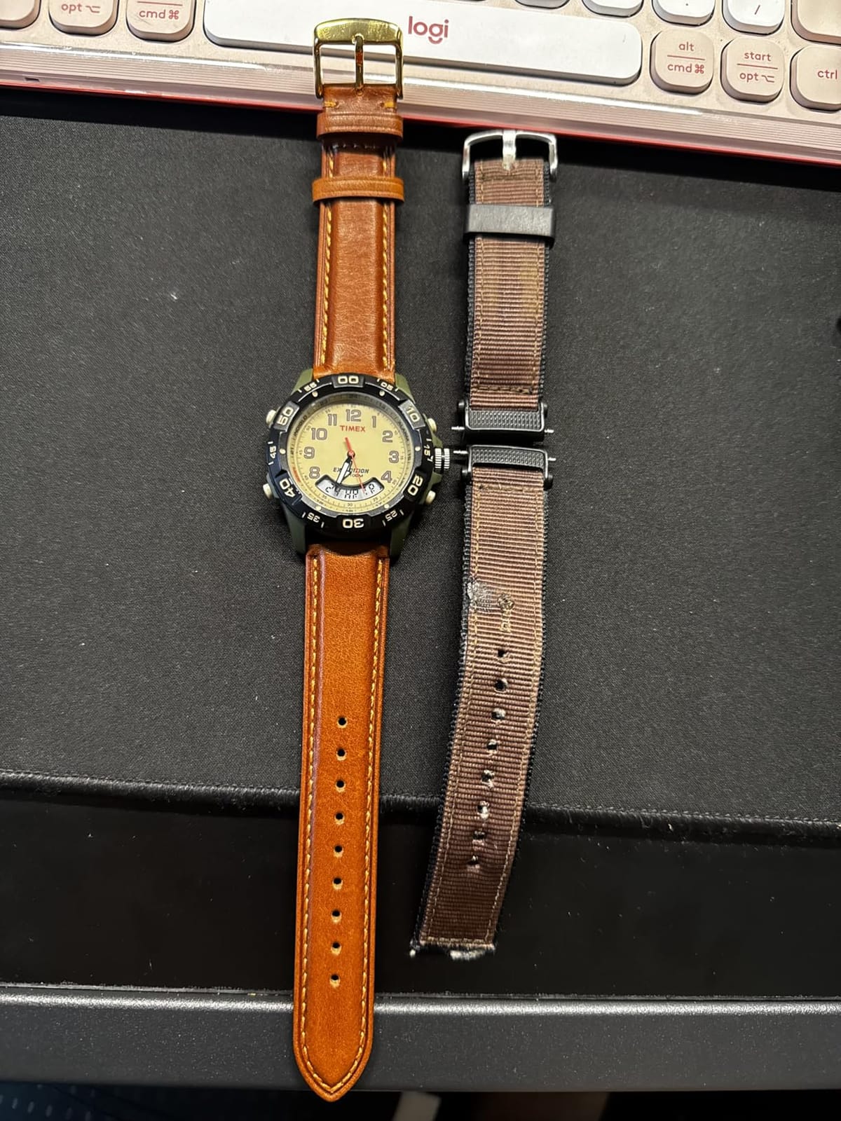 WOCCI 20mm Vintage Leather Watch Band for Men and Women, Gold Buckle (Black) customer photo 2