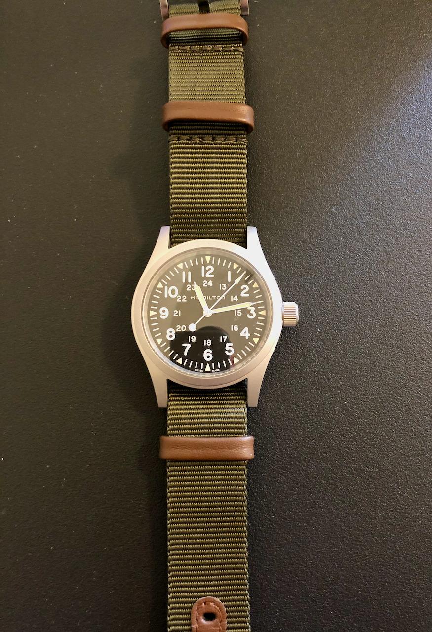 Hamilton Khaki Field Mechanical Men's Watch, 38mm Stainless Steel Case, Swiss Made, Black Dial Analog Wrist Watch for Men, 50m Waterproof, Sapphire Crystal, Textile Strap customer photo 1