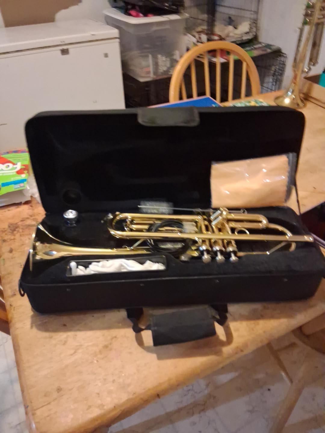 Eastar Bb Standard Trumpet Set for Beginner, Brass Student Trumpet Instrument with Hard Case, Cleaning Kit, 7C Mouthpiece and Gloves, ETR-380, Golden customer photo 2