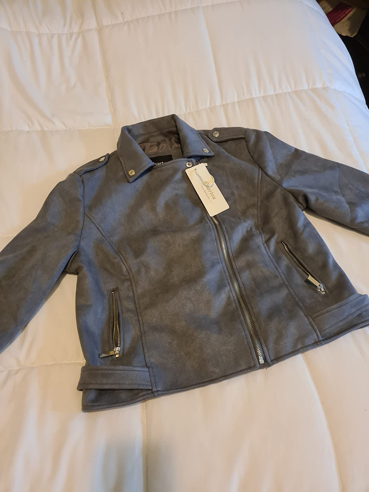 CHARTOU Women's Fall 2023 Fashion Faux Suede Leather Casual Moto Biker Jacket Coats customer photo 1