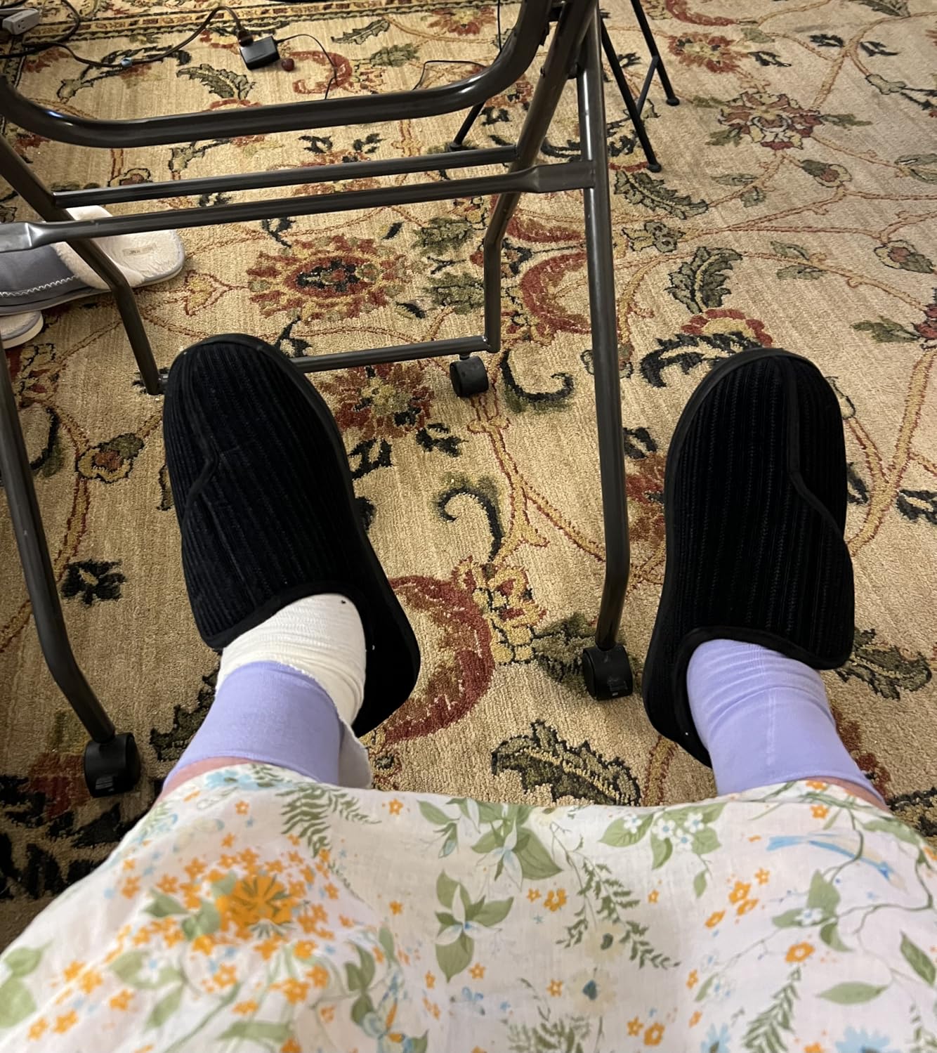 LongBay Men's Memory Foam Diabetic Slippers Comfy Warm Plush Fleece Arthritis Edema Swollen House Shoes customer photo 2