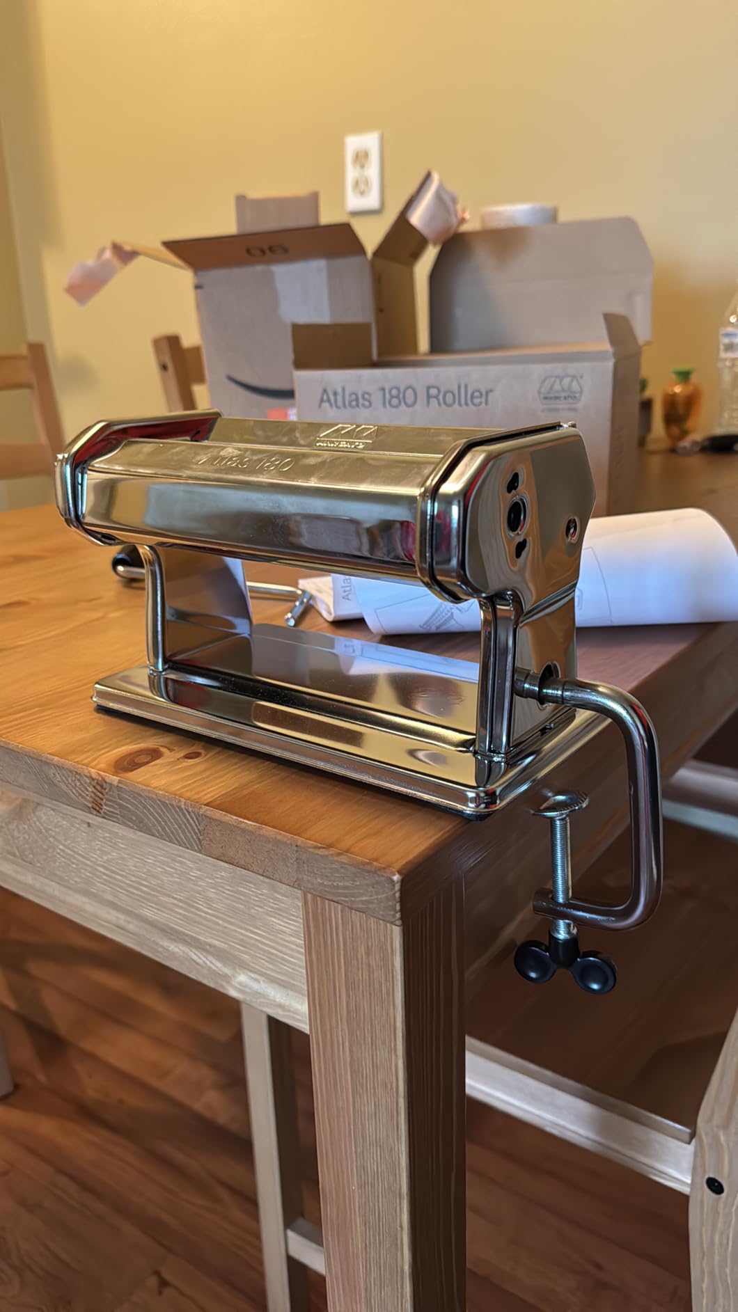 MARCATO Made in Italy Atlasmotor 110V Electric Pasta Machine, Chrome Steel. Set includes Atlas 150, handcrank, clamp, Pastadrive motor, and instruction manual customer photo 2