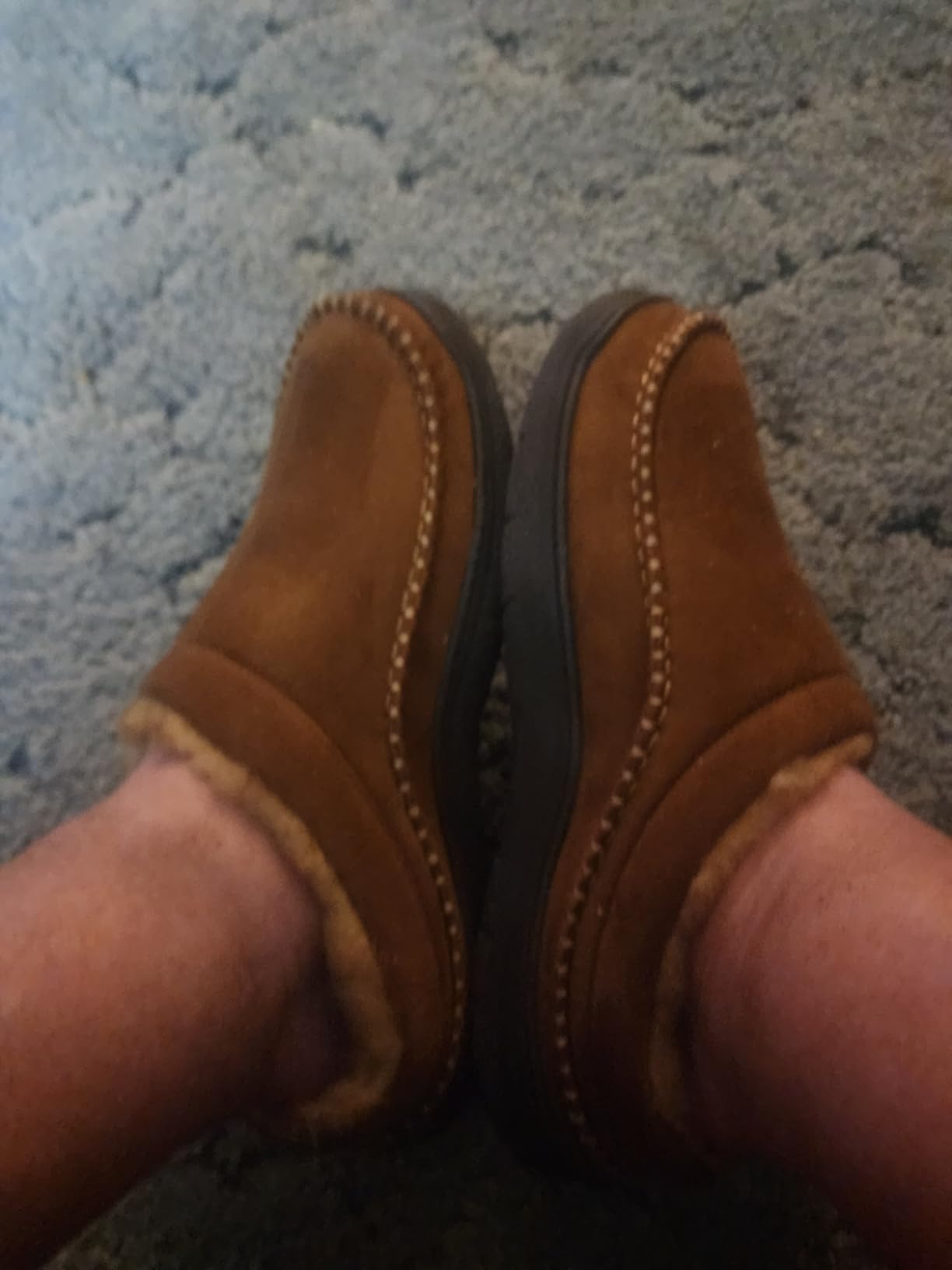 Zigzagger Men's Slip On Moccasin Slippers, Indoor/Outdoor Warm Fuzzy Comfy House Shoes, Fluffy Wide Loafer Slippers customer photo 2