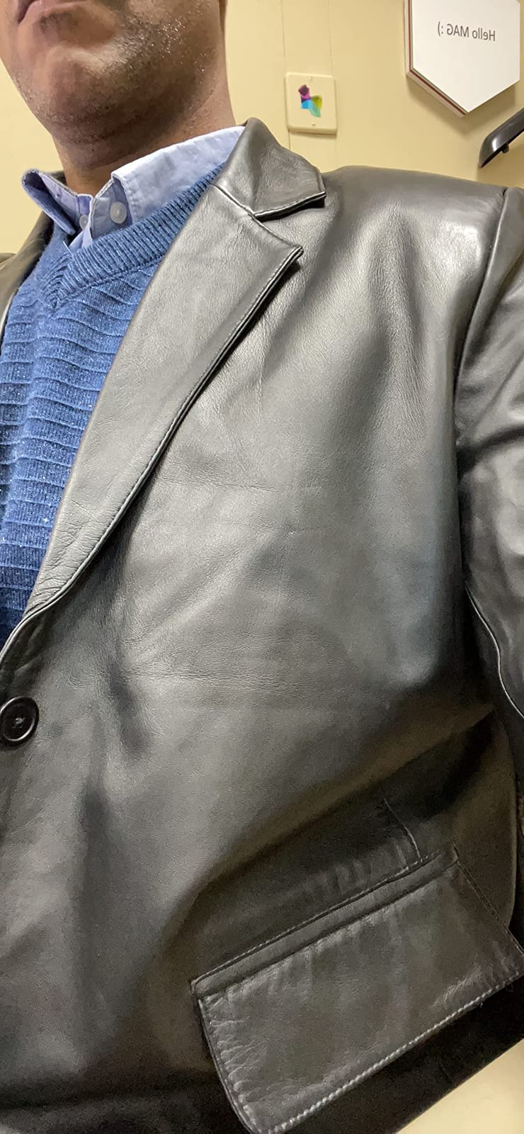 fjackets Mens Leather Jacket - Real Lambskin Leather Blazer, Notched Collar Sport Coat for Men customer photo 2
