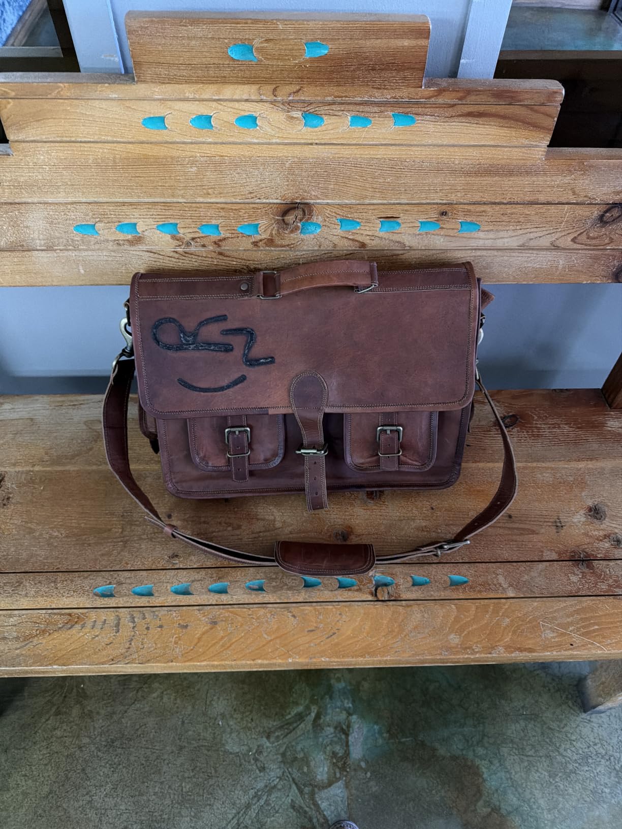KomalC 18 Inch Leather Messenger Bag for Men & Women, Crossbody Satchel customer photo 1